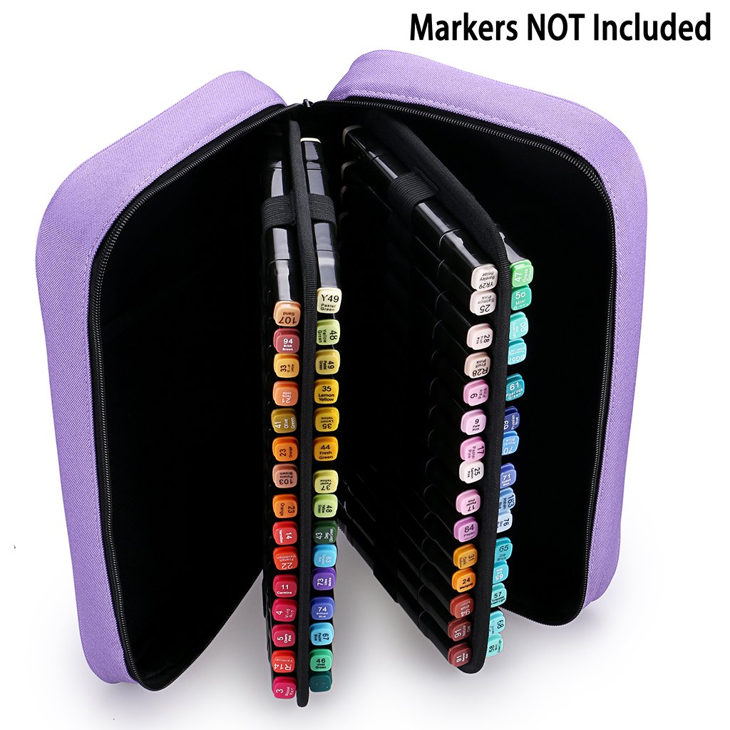 BTSKY Art Marker Carrying Case Lipstick Organizer-60 Slots Canvas Zippered