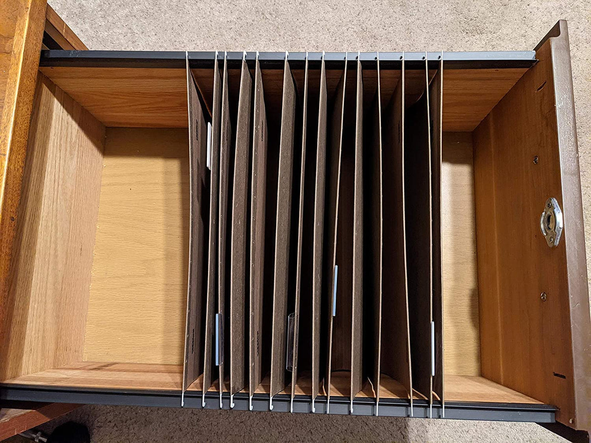Custom Accents PVC Hanging File Rail for 1/2 Drawer Sides 2 Feet Long Black (Sold in Pairs)