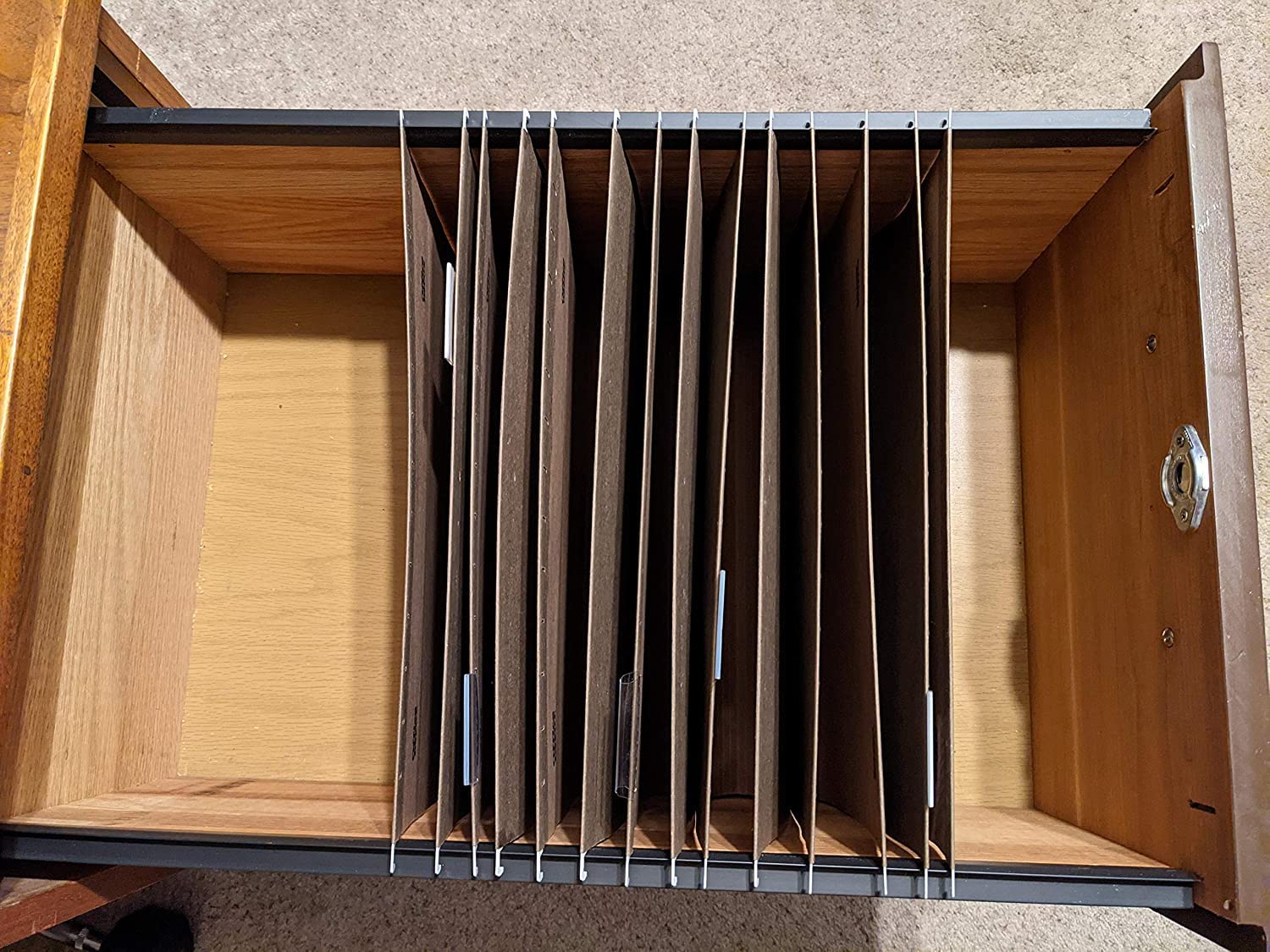 Custom Accents PVC Hanging File Rail for 1/2 Drawer Sides 2 Feet Long Black (Sold in Pairs)