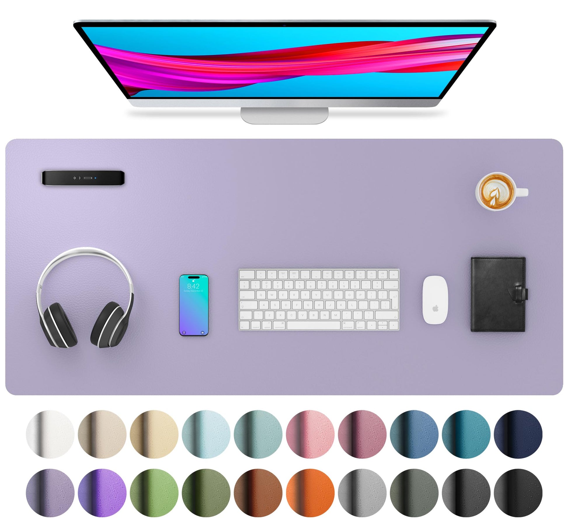 Aothia Leather Desk Pad - Protector and Blotter, Mouse Pad and Office Mat, Non-Slip PU Leather