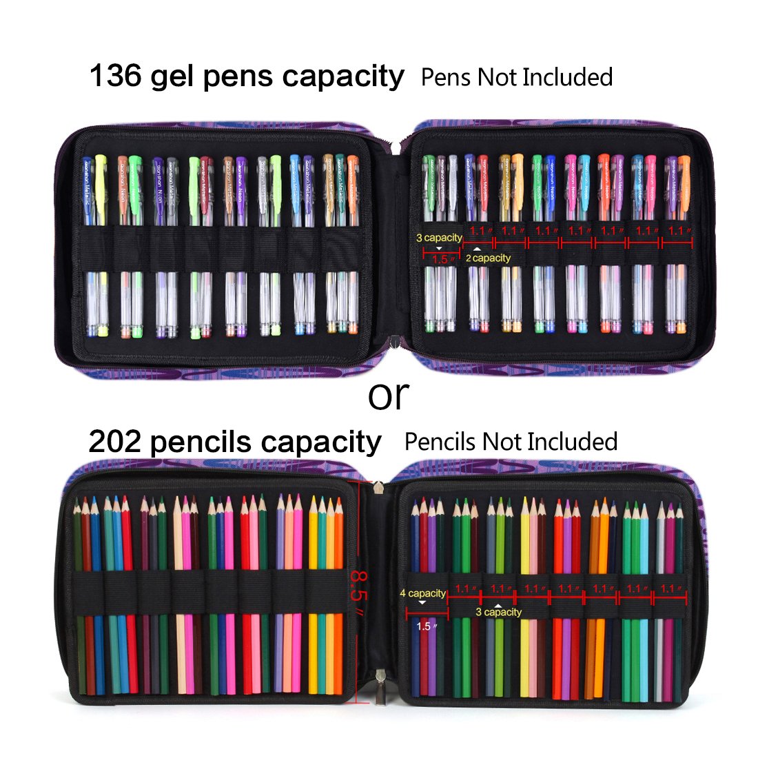 Pencil Case Holder Slot with Zipper Closure Large Capacity Pen Organizer