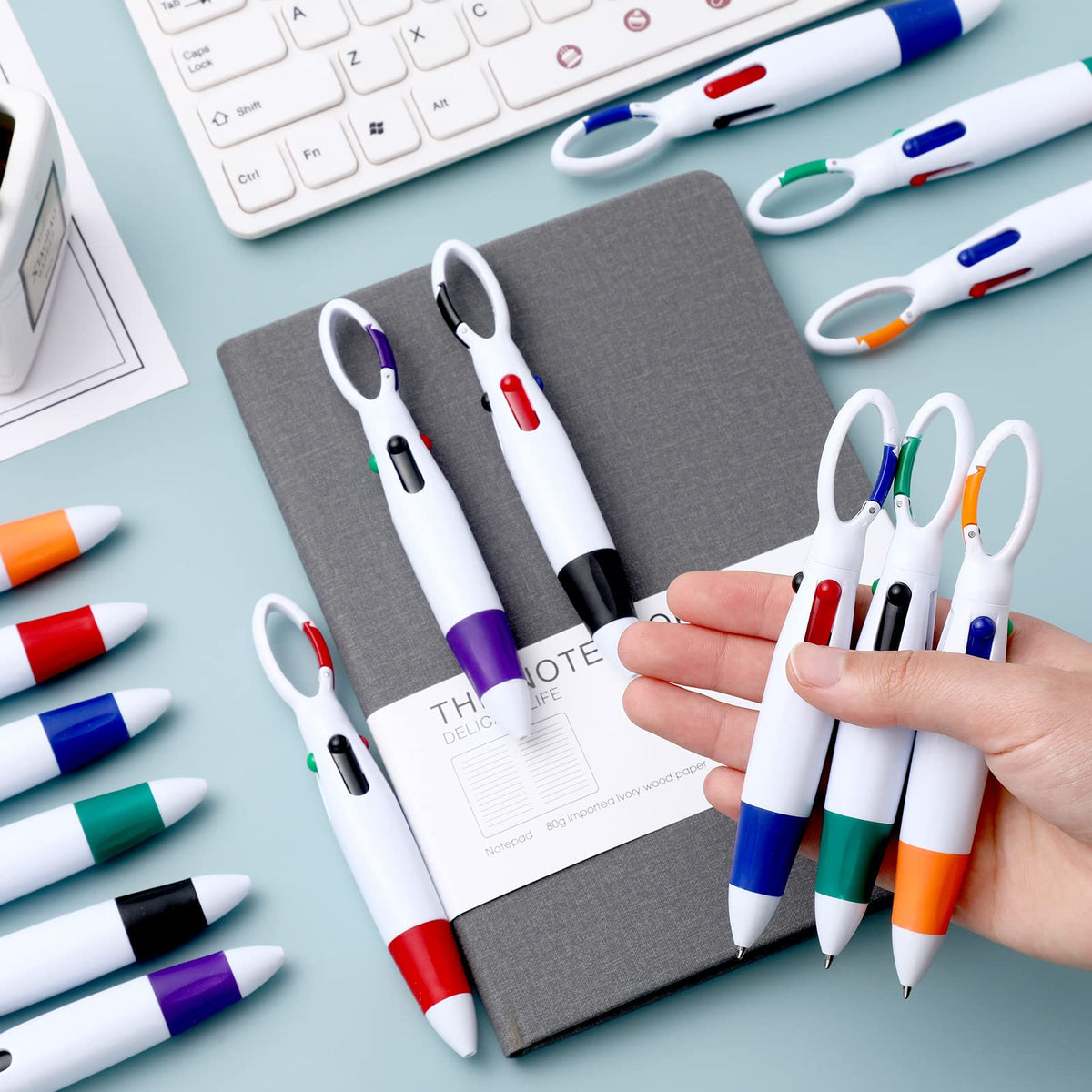 Yinder 120 Pieces Bulk Retractable Shuttle Pens 4-in-1 Multi-color Ink