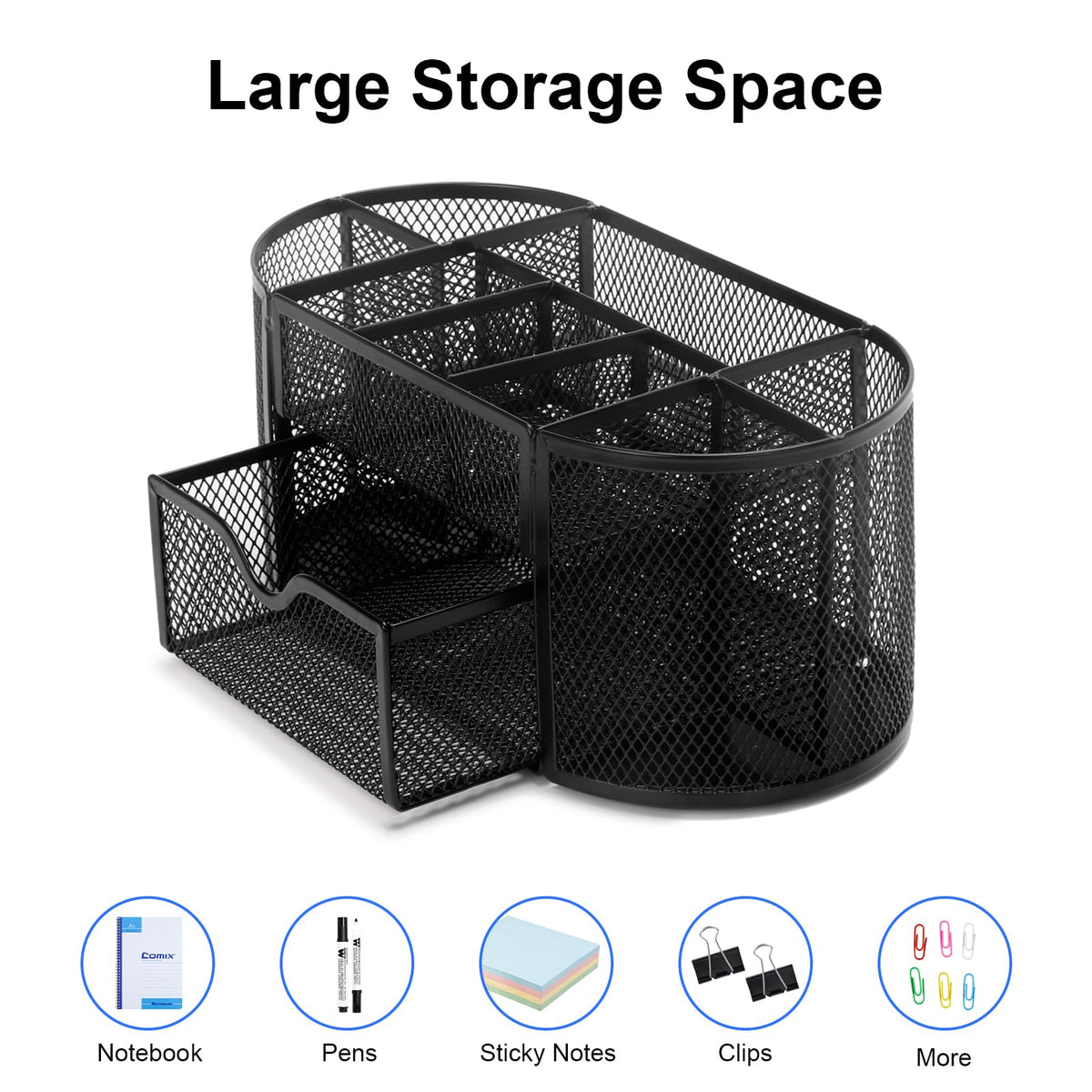 Comix Mesh Pen Holder, Desk Organizer for Home Office, Black