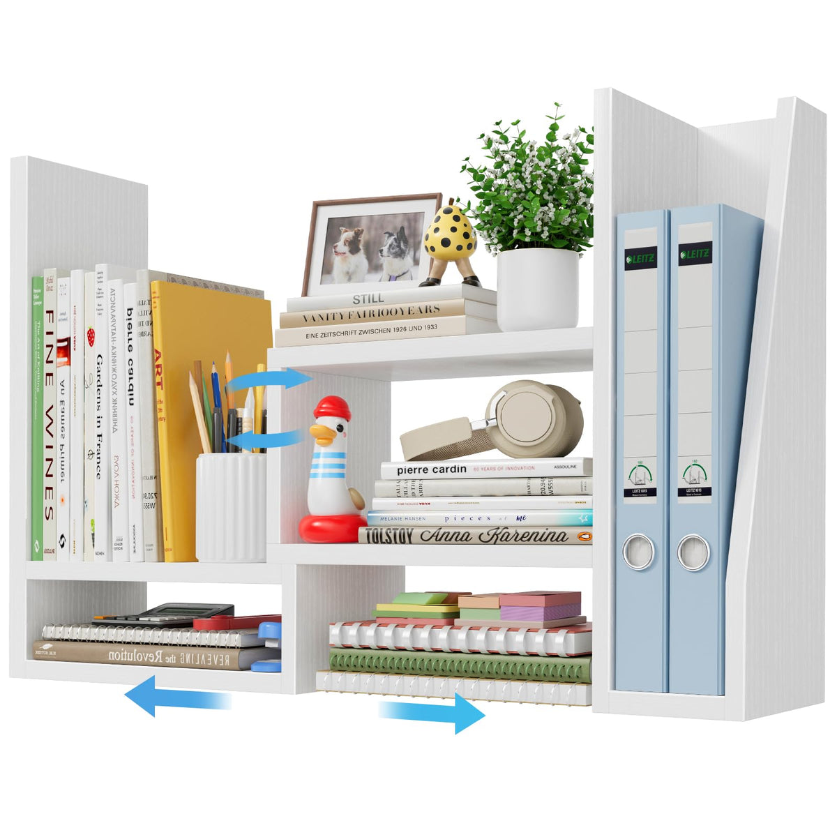 Desktop File Organizer Desk Organizer Shelf - White Office Organization Shelves for Top of Desk
