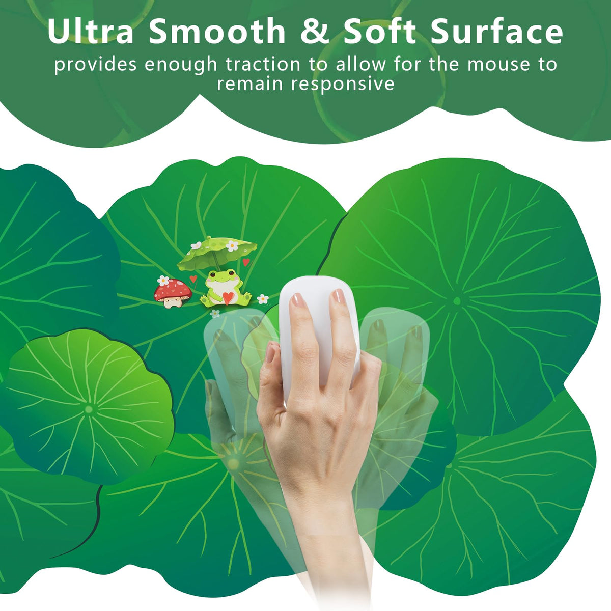 HAOCOO Frog Scalloped Desk Mat, Non-Slip Large Mouse Pad for Office(Green)