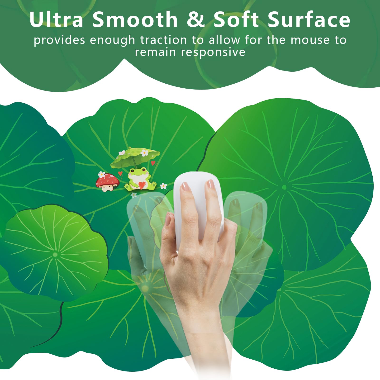 HAOCOO Frog Scalloped Desk Mat, Non-Slip Large Mouse Pad for Office(Green)