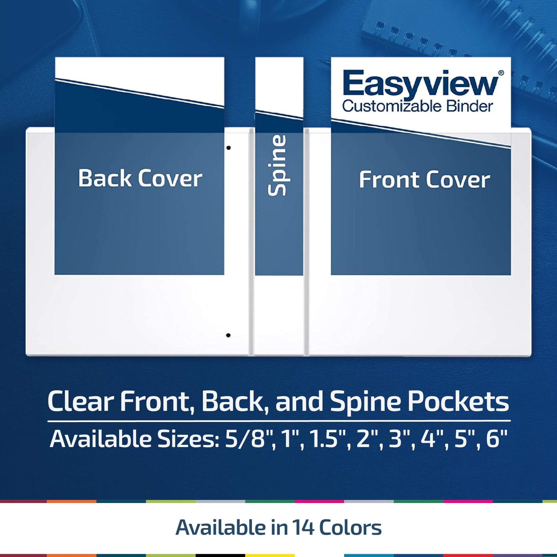 Easyview 3-Ring Binder, Clear-View Cover, 6" D Rings, Black, 2 Pack