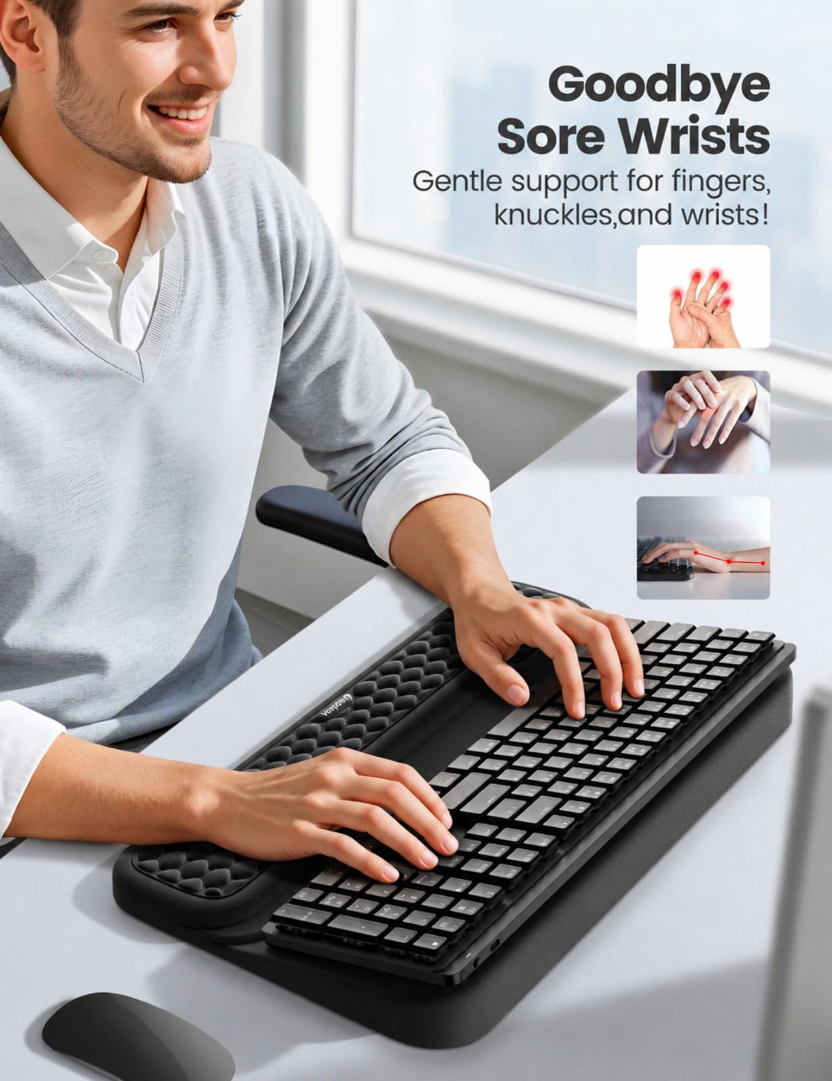 Vaydeer Wrist Rest with Keyboard Stand, Computer Wrist Support Pad, Ergonomic Keyboard Riser Holder