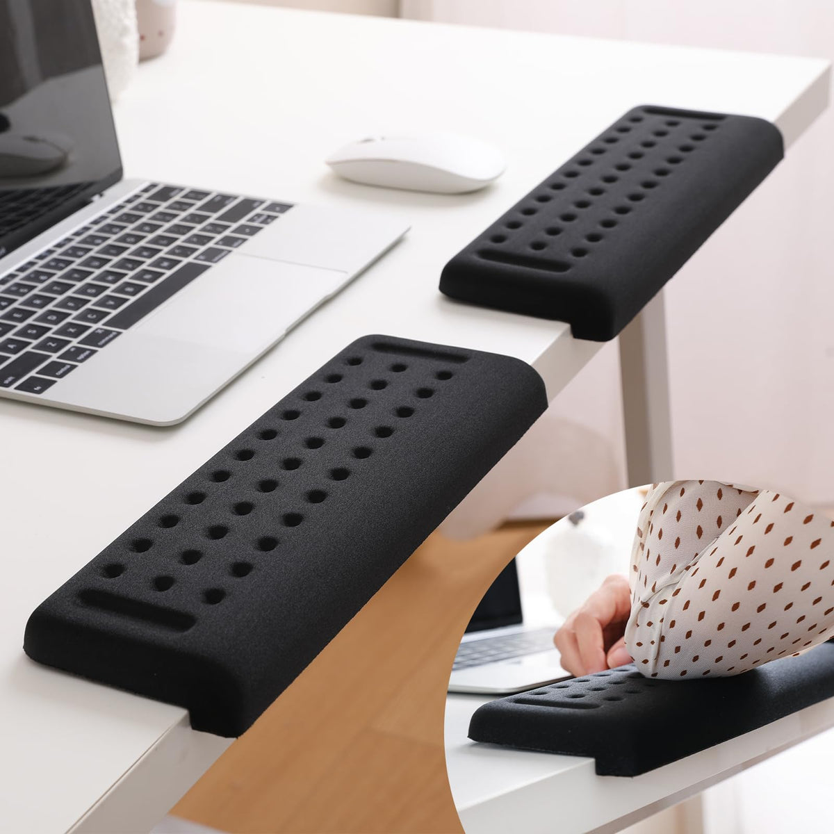 L-Shaped Desk EdgeRest, 2-Piece Set, Plam & Wrist & Forearm & Elbow Comfort Support for Table or