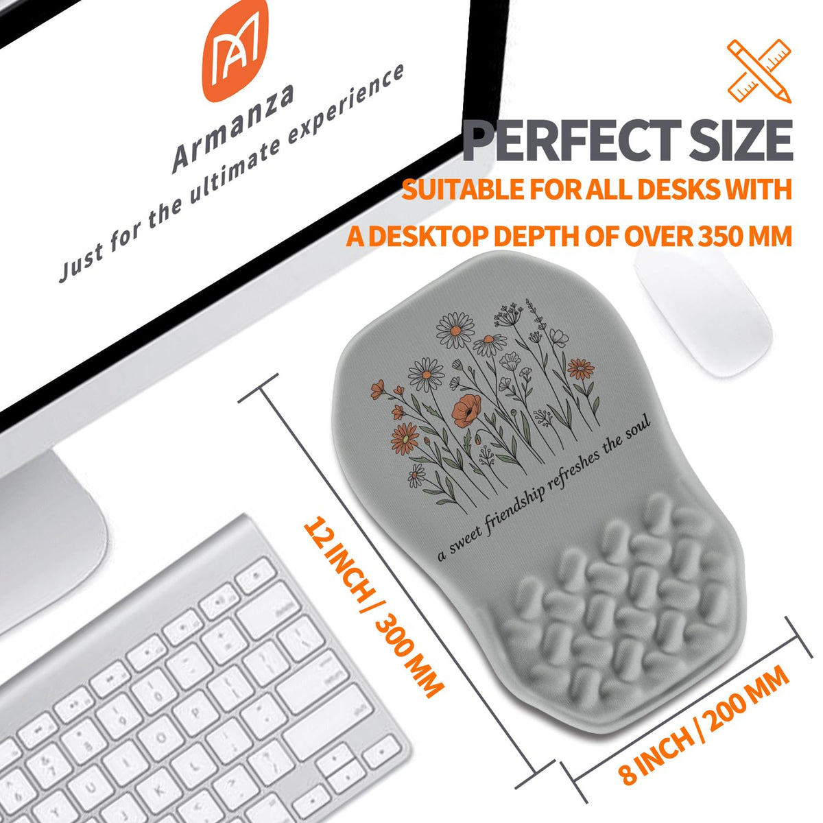 Armanza Ergonomic Slope Mouse Pad Wrist Support, Wrist Rest Mousepad for Carpal Tunnel Pain Relief