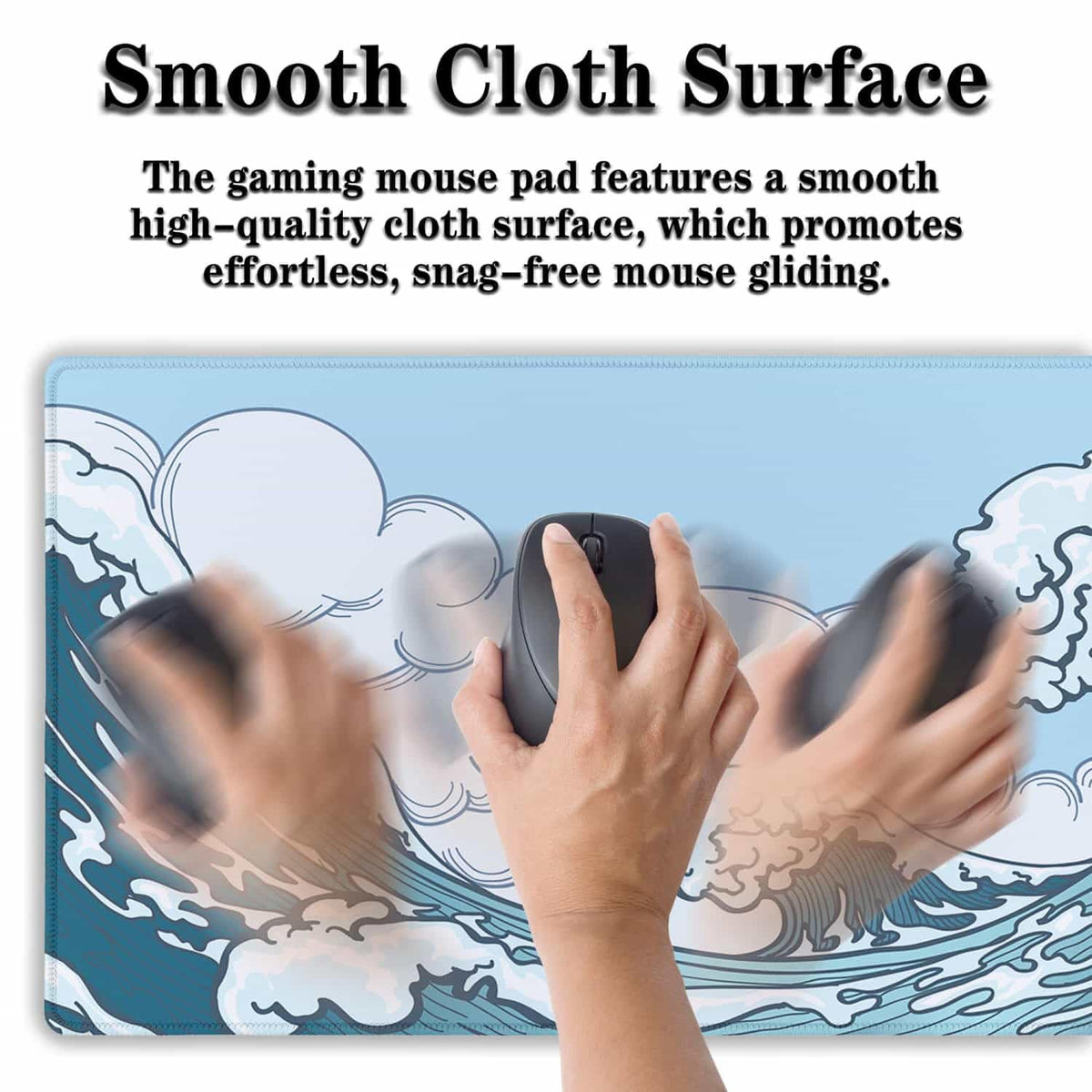 Samgula Big Mouse Pad Blue and White, Great Wave Desk Mouse Pads Office Desk Pads, Extra Large