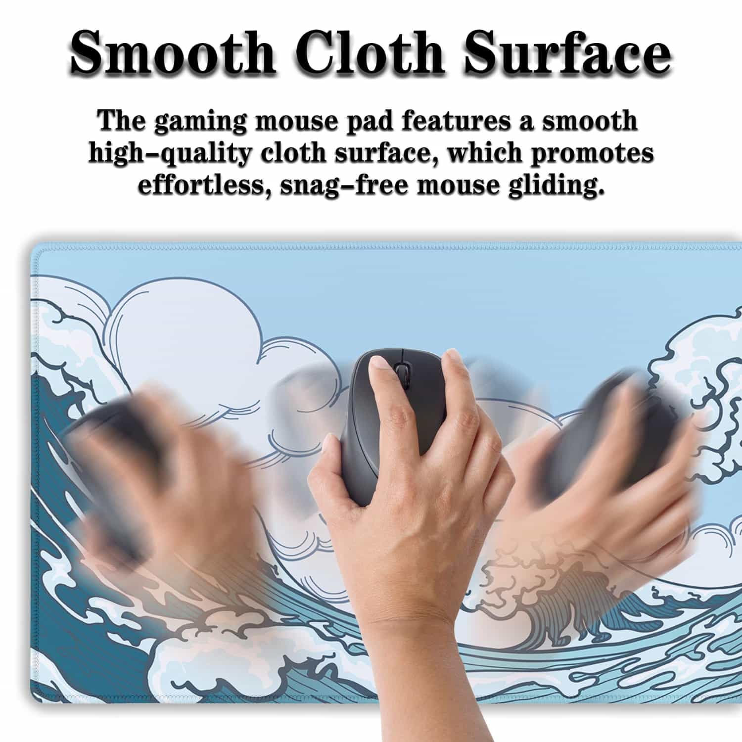 Samgula Big Mouse Pad Blue and White, Great Wave Desk Mouse Pads Office Desk Pads, Extra Large
