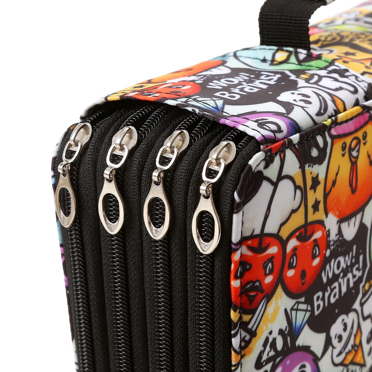 Lbxgap 300 Individual-Slots Pencil Case 4-Layer Zipped Holder w/Handle