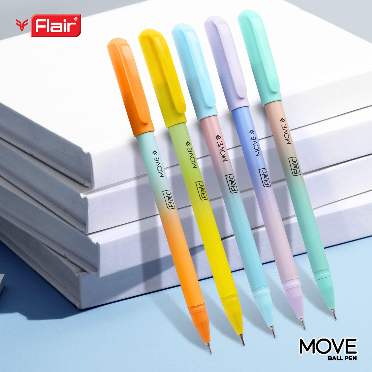 FLAIR Move Fine Tip Ball Pen | Minimalistic & Aesthetic Matt Finish Pastel Body Colors | Effortless
