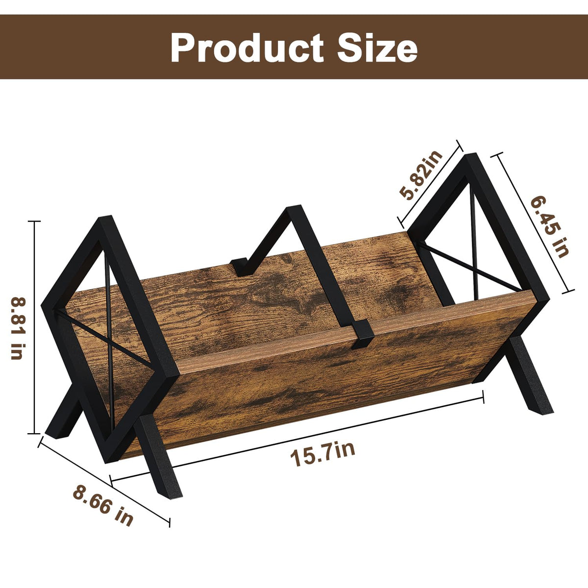 YINMIT Wood Desktop Bookshelf, Retro Tabletop Bookshelf, Desk Shelf for Top of Desk in Living Room