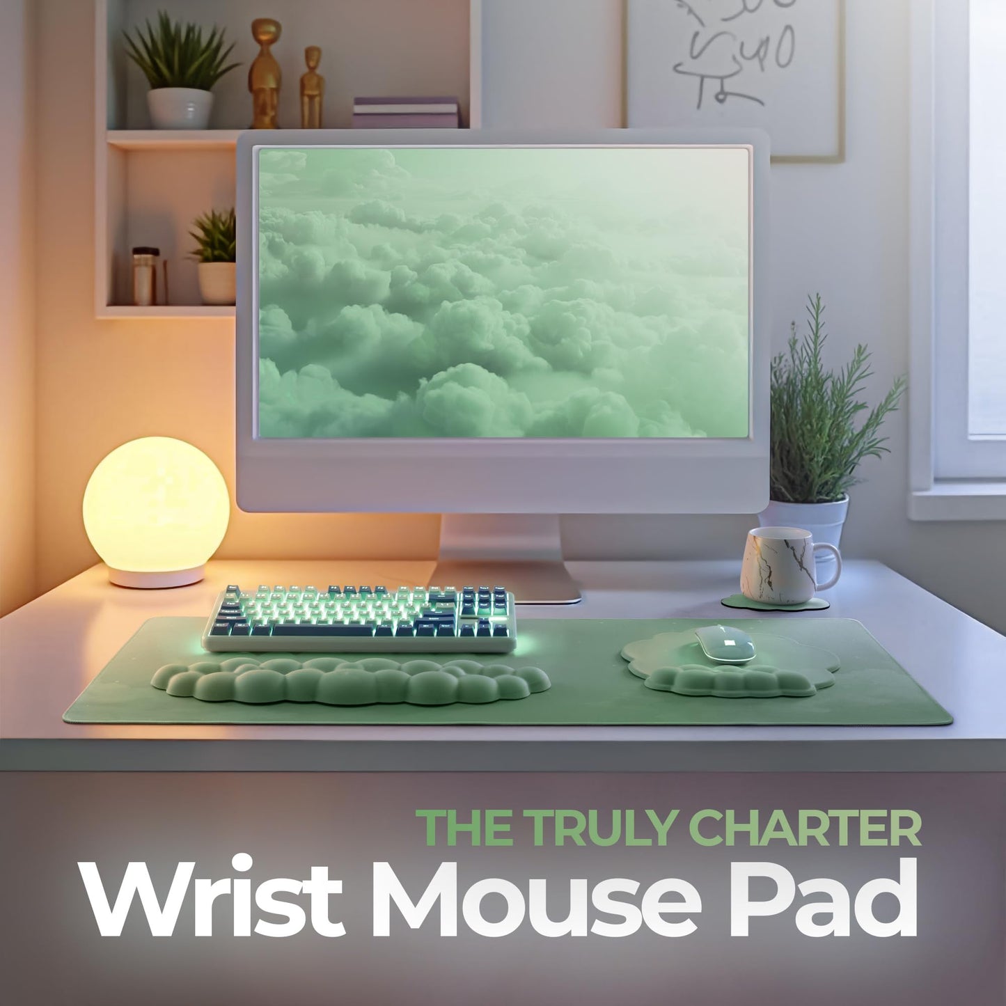 TheTrulyCharter- Cloud Wrist Rest Keyboard, Mouse Pad, Wrist Rest for Computer Keyboard, Cloud