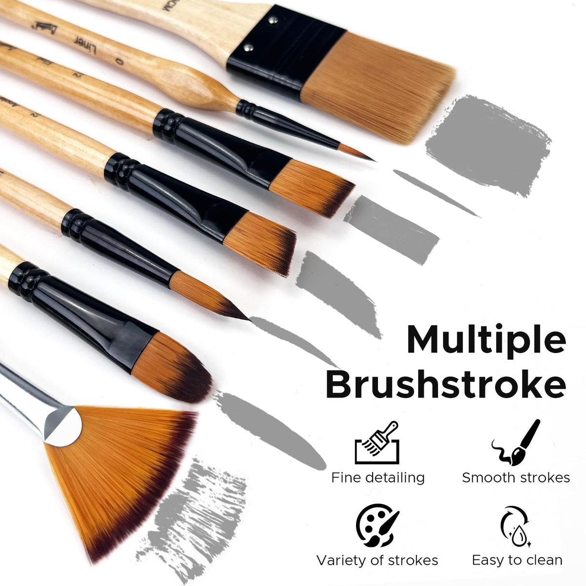 Bougimal 33 Pcs Paint Brush Set, No-Shedding Artist Paint Brushes