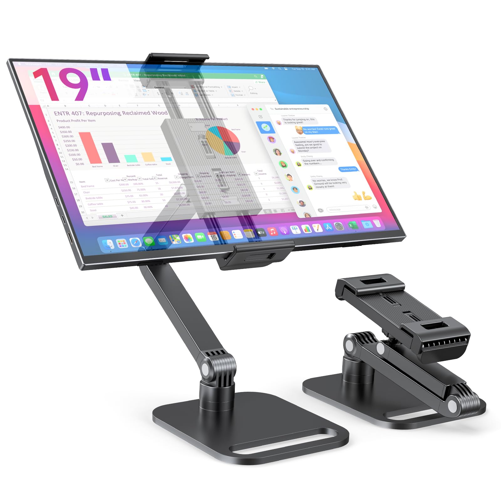 UPERFECT Portable Monitor & Tablet Stand, Heavy-Duty Carbon Steel Mount