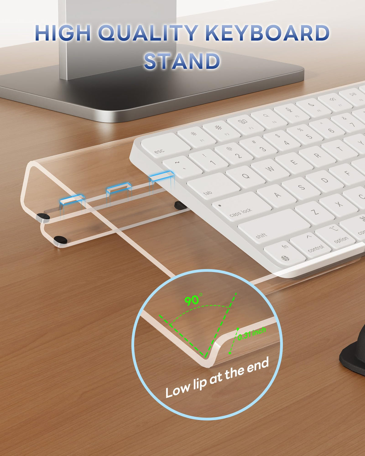 Adjustable Computer Keyboard Stand for Desktop, Keyboard Wrist Rest(Clear)