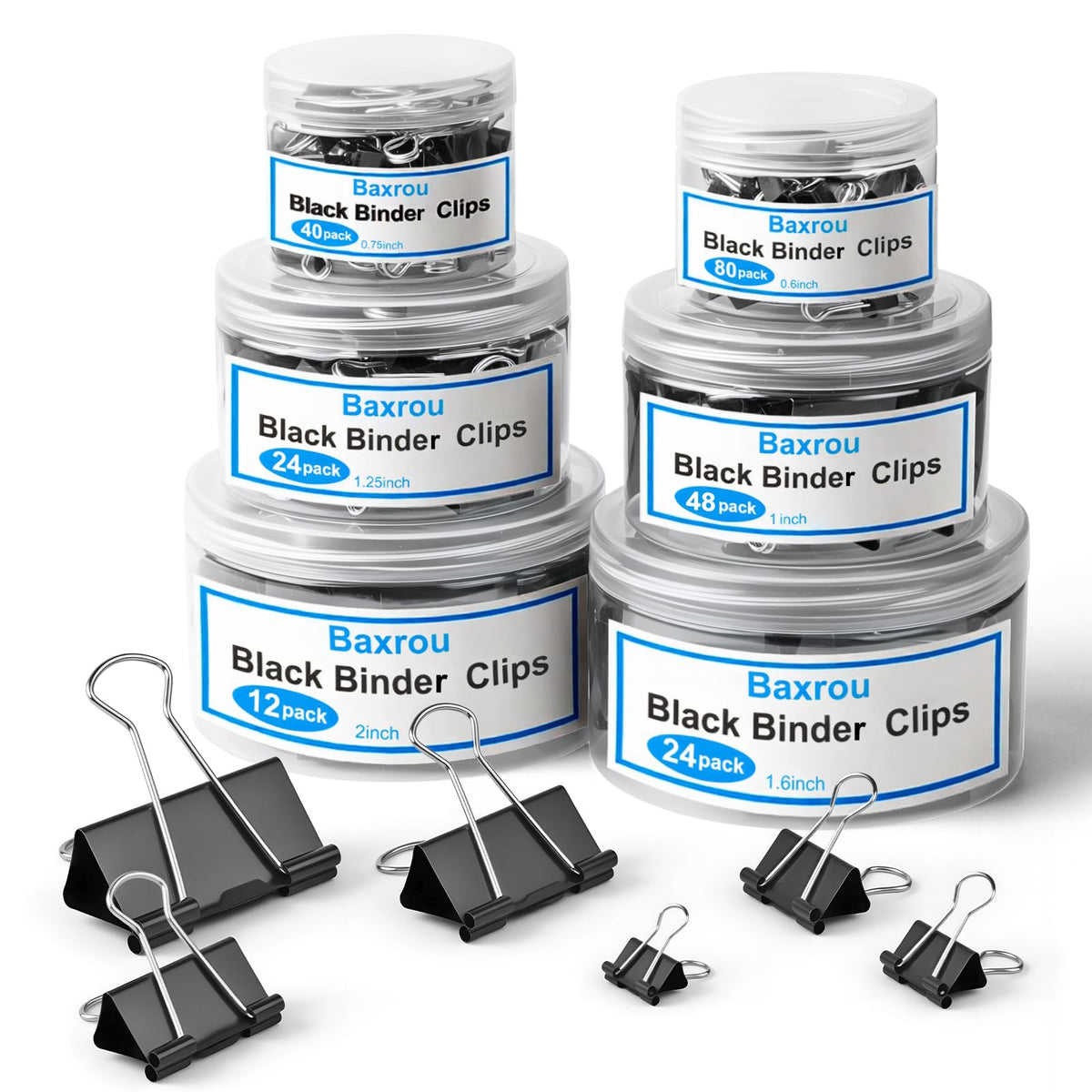 228 PCS Binder Clips Paper Clamps Assorted Sizes,Extra Large Medium Small Mini and Micro,Black