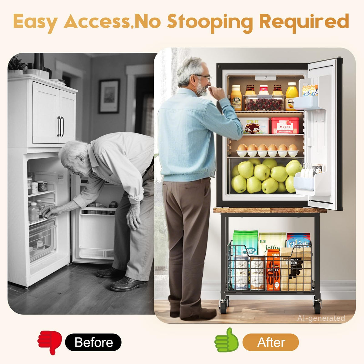 Mini Fridge Stand with Storage, Small Refrigerator Stand with Wheels, Rolling Mini Fridge Cart-Max