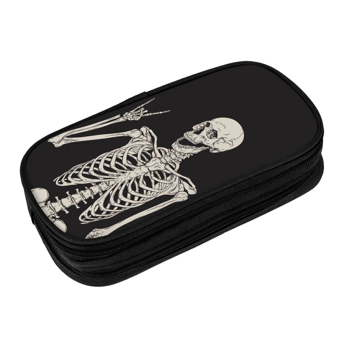 YETTA YANG Halloween Skeleton Funny Skull Pencil Box Case for Pen Holders Office Supplies Big
