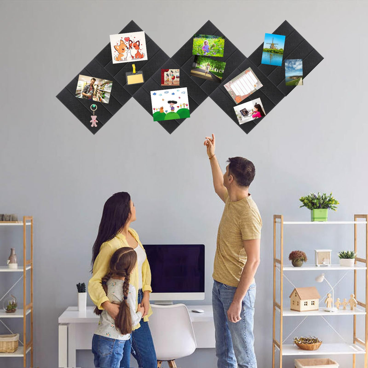 Large Cork Board Alternative 48" X 36" Bulletin Board - 12 Pack Removable Felt Wall Tiles, Cork