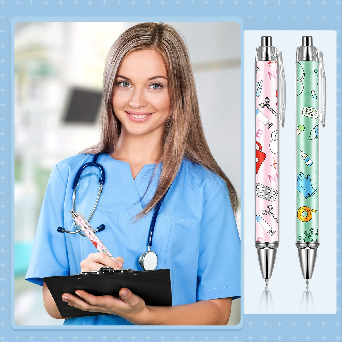 Thenshop Funny Nurse Pens Lovely Cartoon Ballpoint Black Ink Retractable Press Nursing Pen for
