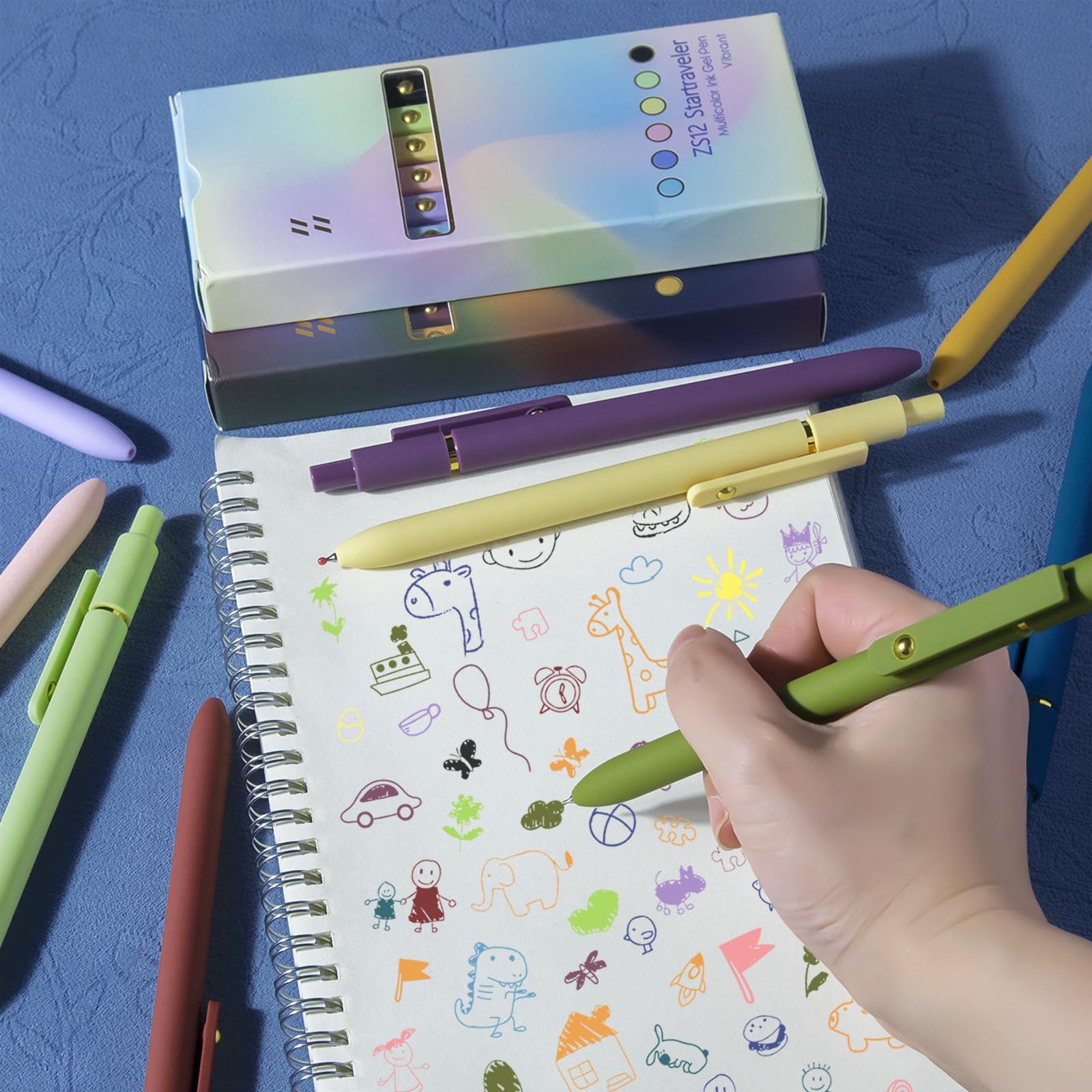 UIXJODO Colored Pens, 12 Pcs Colorful Pens Fine Point Smooth Writing Pen, 0.5mm Colored Ink Gel Pen