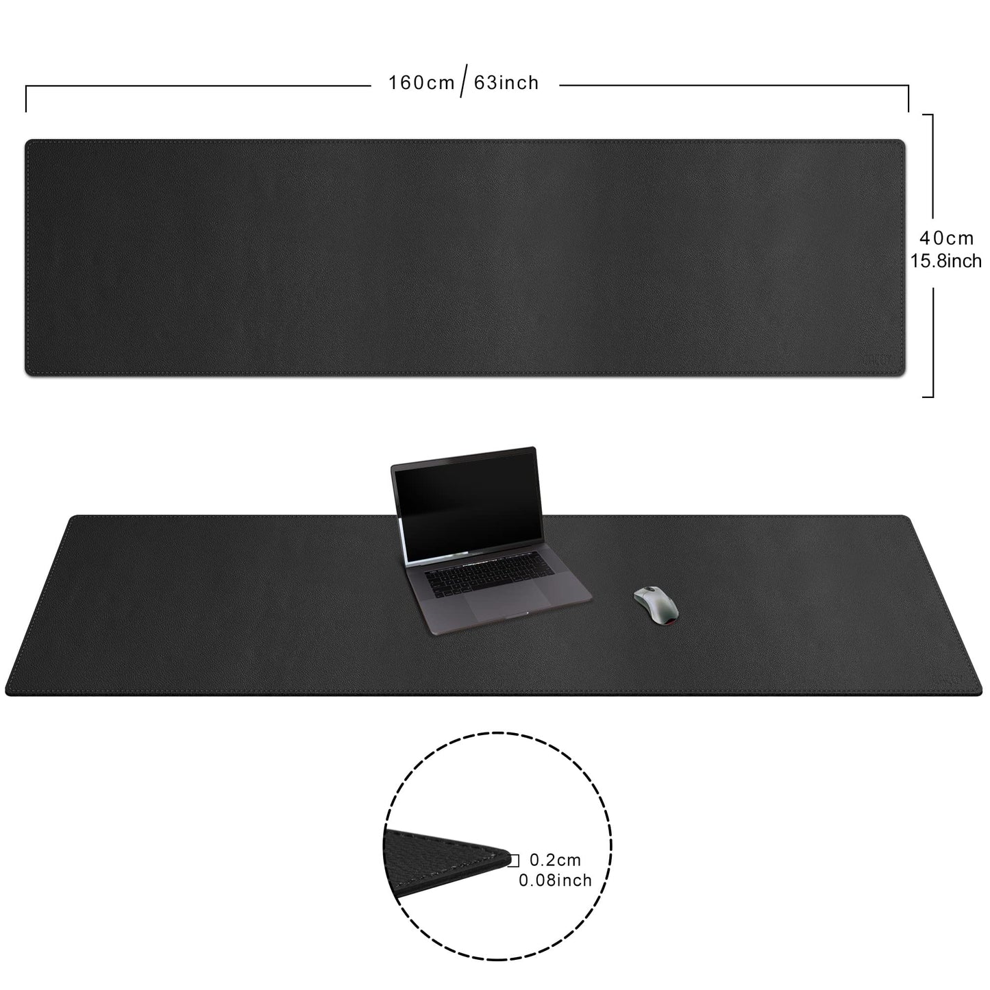 Cacoy 63" x 15.7" Large Leather Desk Mat, Multifunctional Computer Desk Pad, Waterproof PU Leather