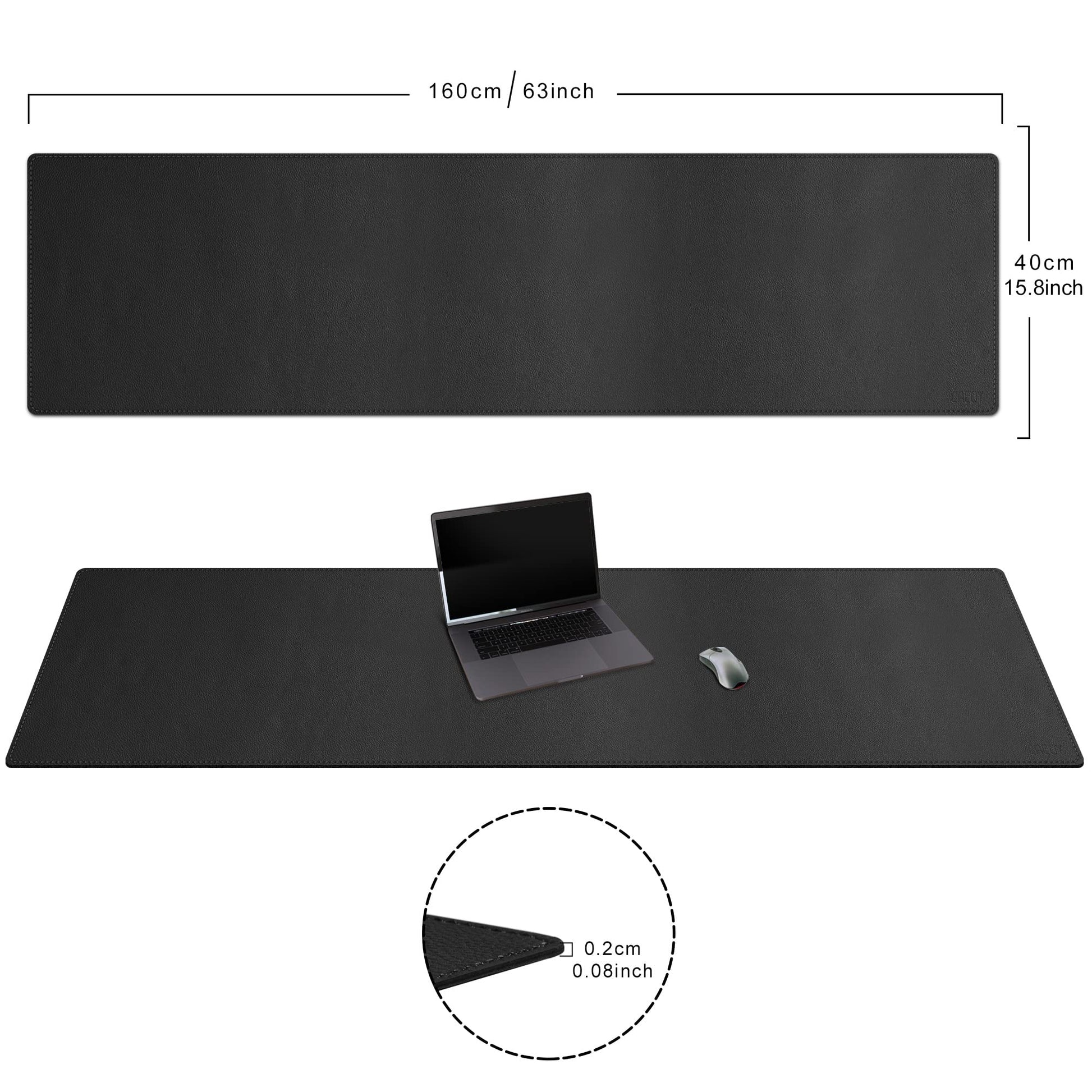 Cacoy 63" x 15.7" Large Leather Desk Mat, Multifunctional Computer Desk Pad, Waterproof PU Leather