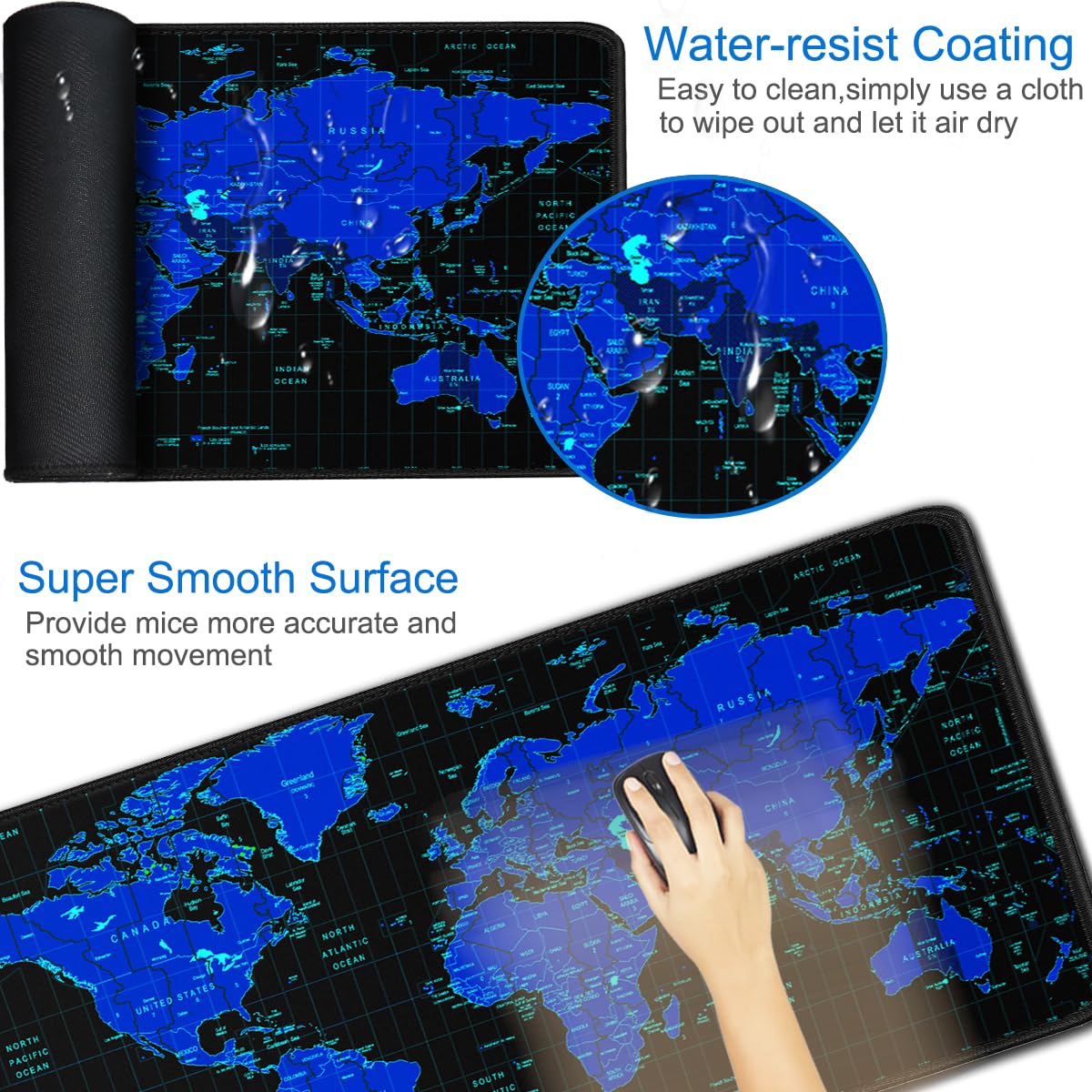 Gaming Mouse Pad, 31.5x15.7 inch Large Extended Computer Keyboard Mouse Mat, Water Resist Non-Slip