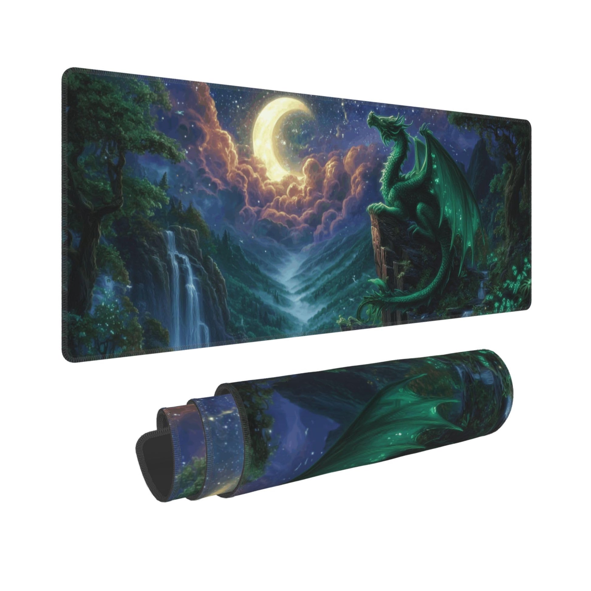 Dragon Moon Mouse Pad Extended Large Gaming Mouse Pad XL Stitched Edges for Gamer Home Office 31.5