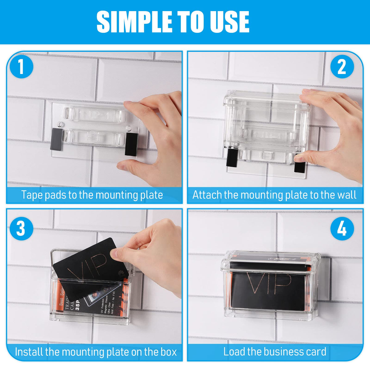 Vicenpal Outdoor Business Card Holder Clear Wall Mount Acrylic Business Card Box Included Peel and