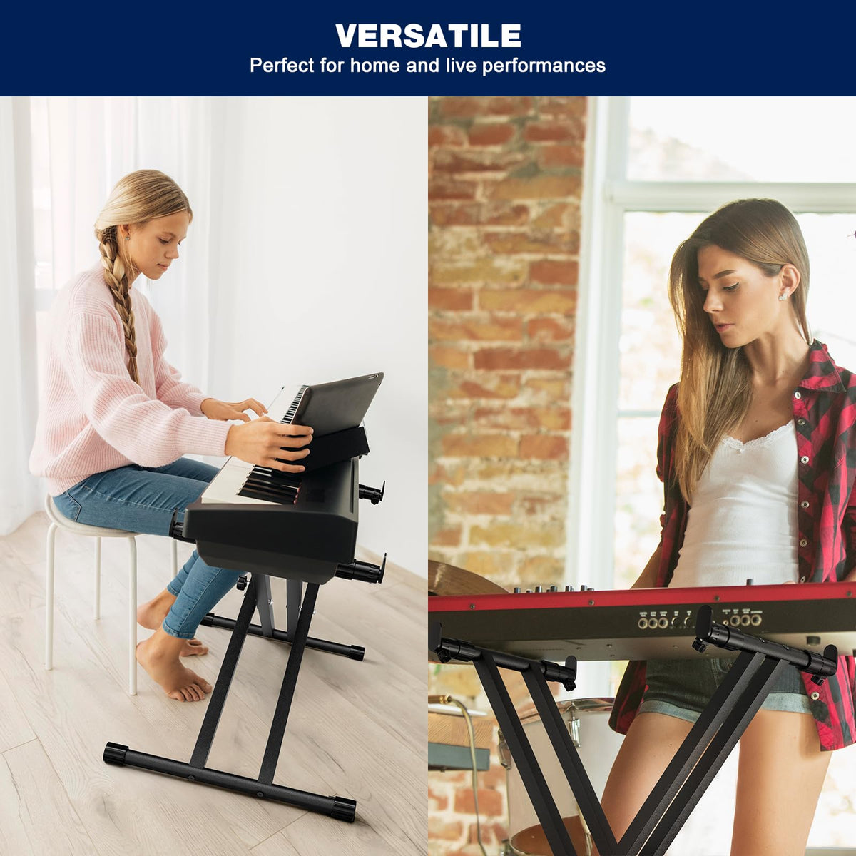 tipatyard Double-X Keyboard Stand, Portable Digital Piano Stand,Adjustable keyboard Music Stand for