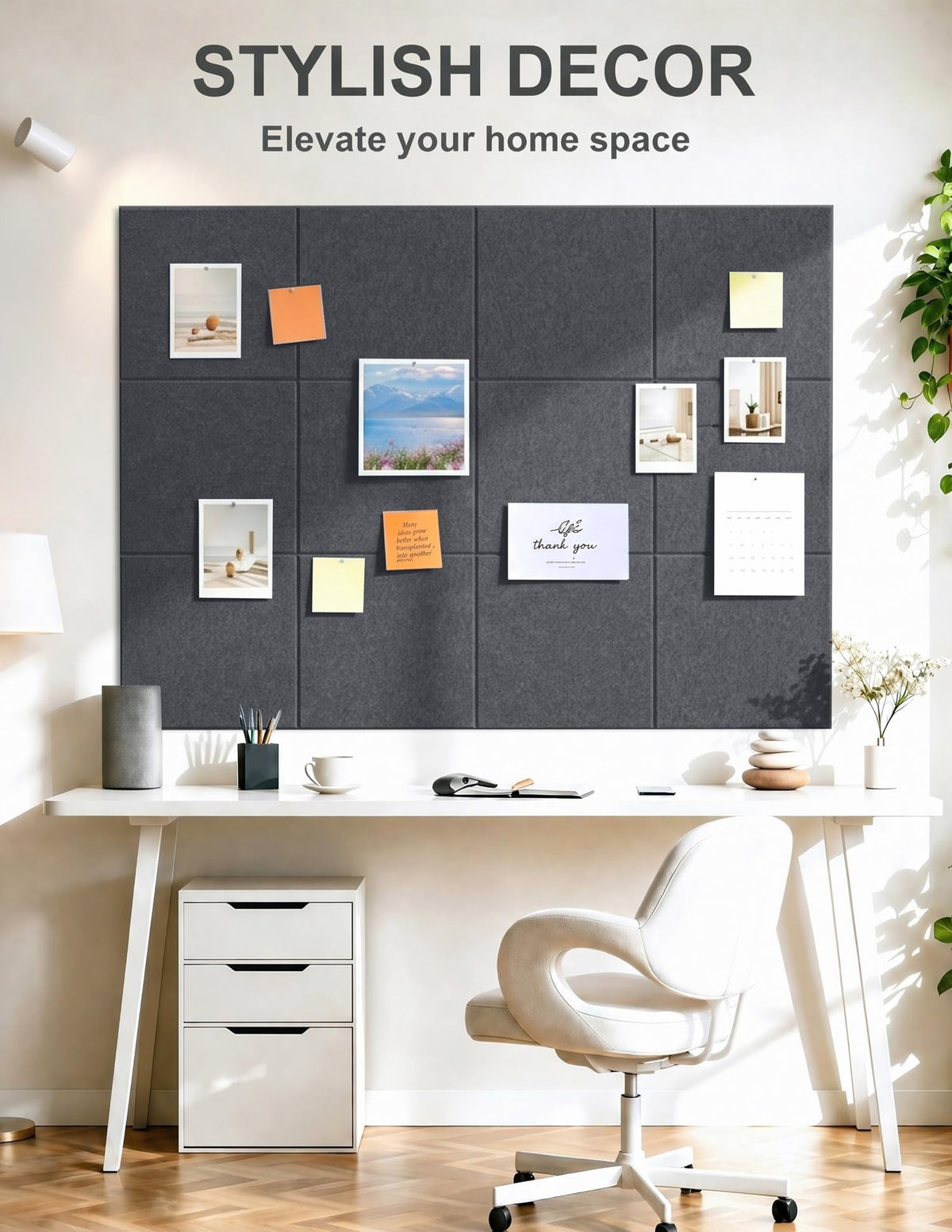 G Gamit Felt Wall Tiles Bulletin Board Large Cork Board Alternative 6 Pack 11.81”x11.81”x0.47” Felt
