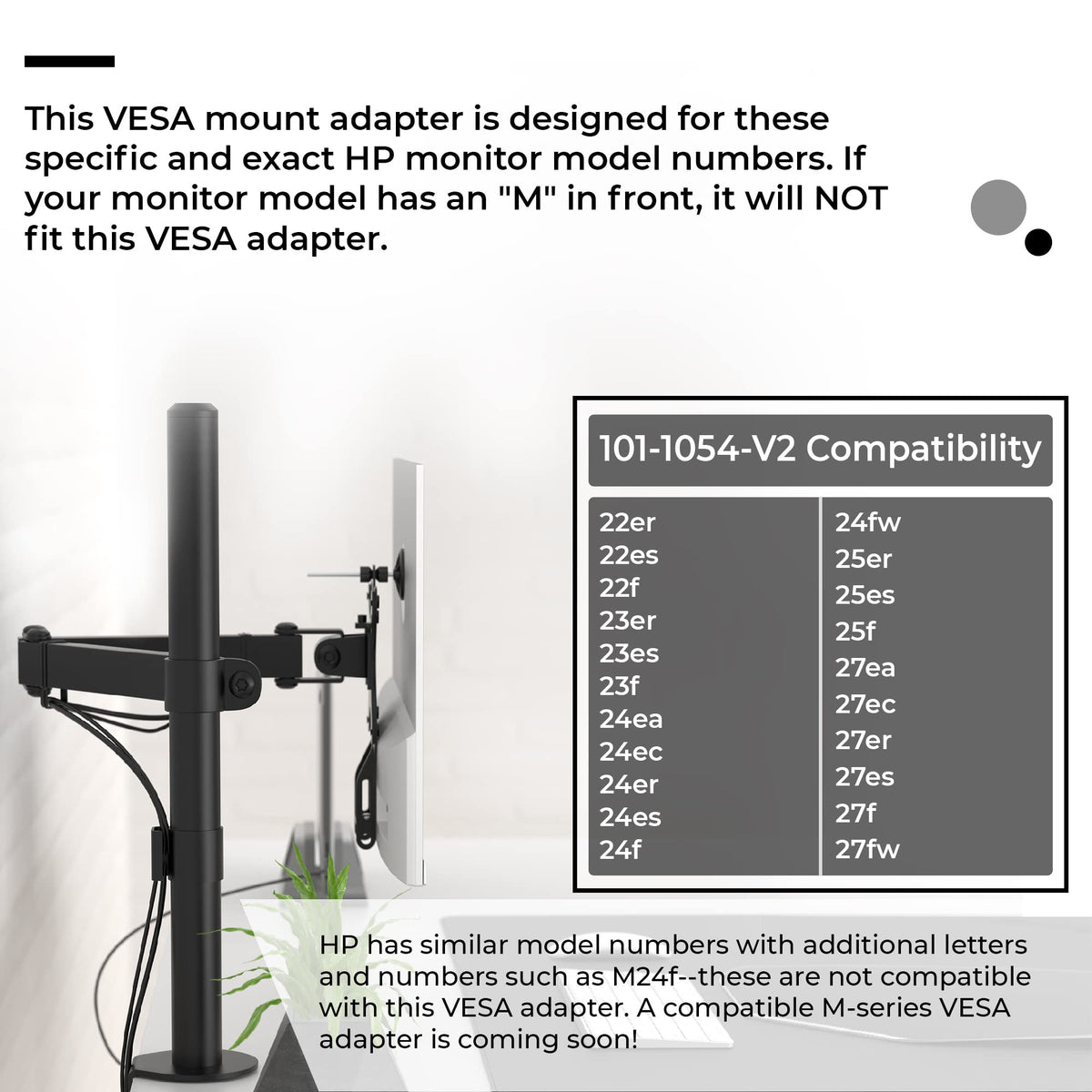 HumanCentric VESA Mount Adapter for HP Monitors, Adapter Bracket (White)