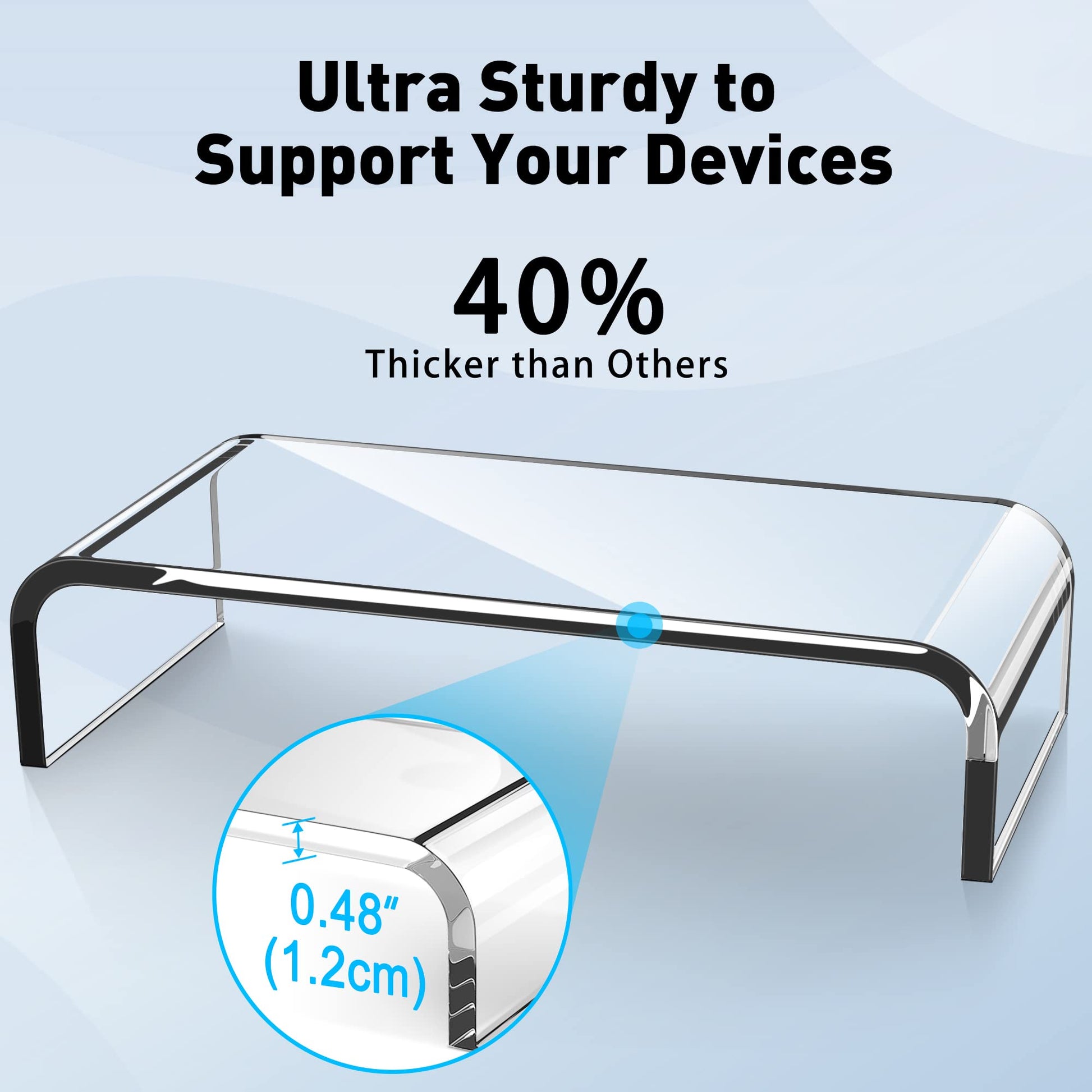 AboveTEK Acrylic Monitor Stand, Premium Large Monitor Riser 20 inch, Crystal Clear Acrylic Computer