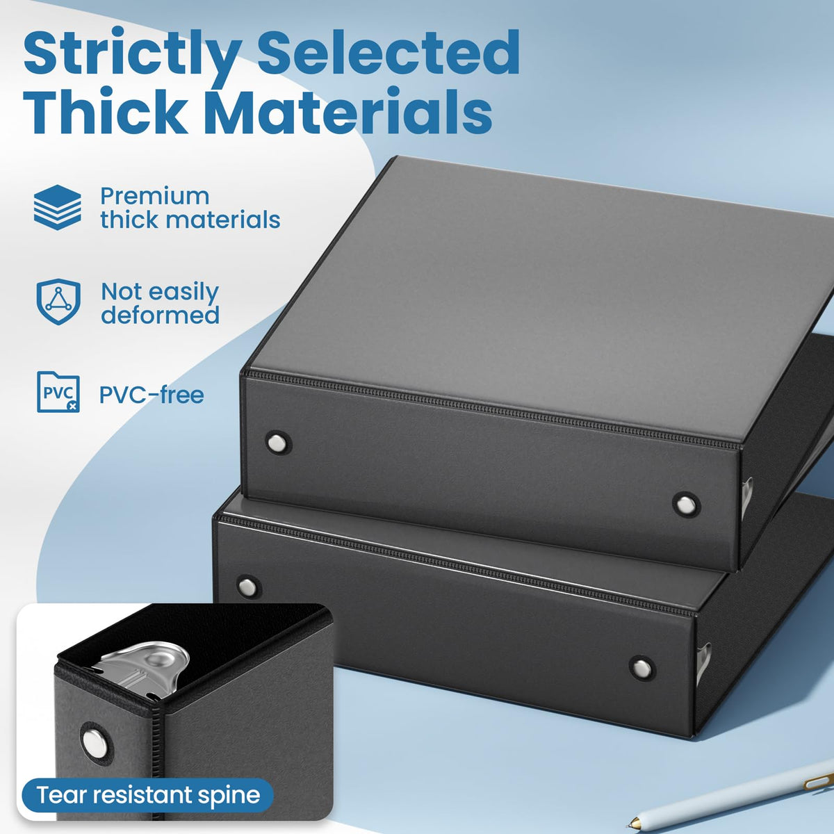 SUNEE 2 Inch Binders 3 Ring 12 Pack Bulk, PVC-Free Clear View 2" Binders (Fits 8.5x11 Inches) for