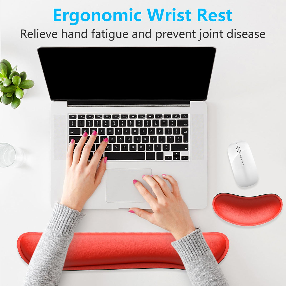 Dapesuom Enlarge Keyboard Wrist Rest, Memory Foam Wrist Cushion for Desk Mats Support, Cute Typing