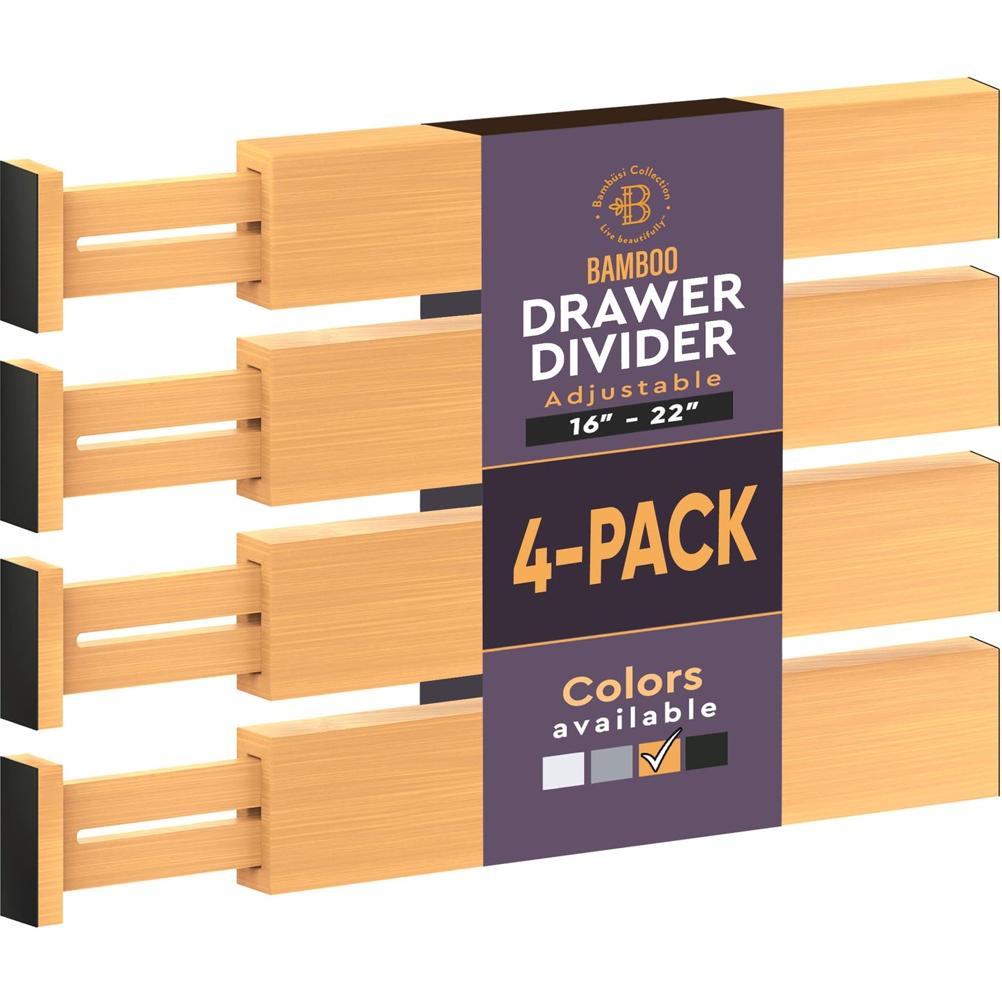 4-Pack Drawer Dividers 2.6-Inch High Dresser Drawer Organizer 16 to 22 Inch