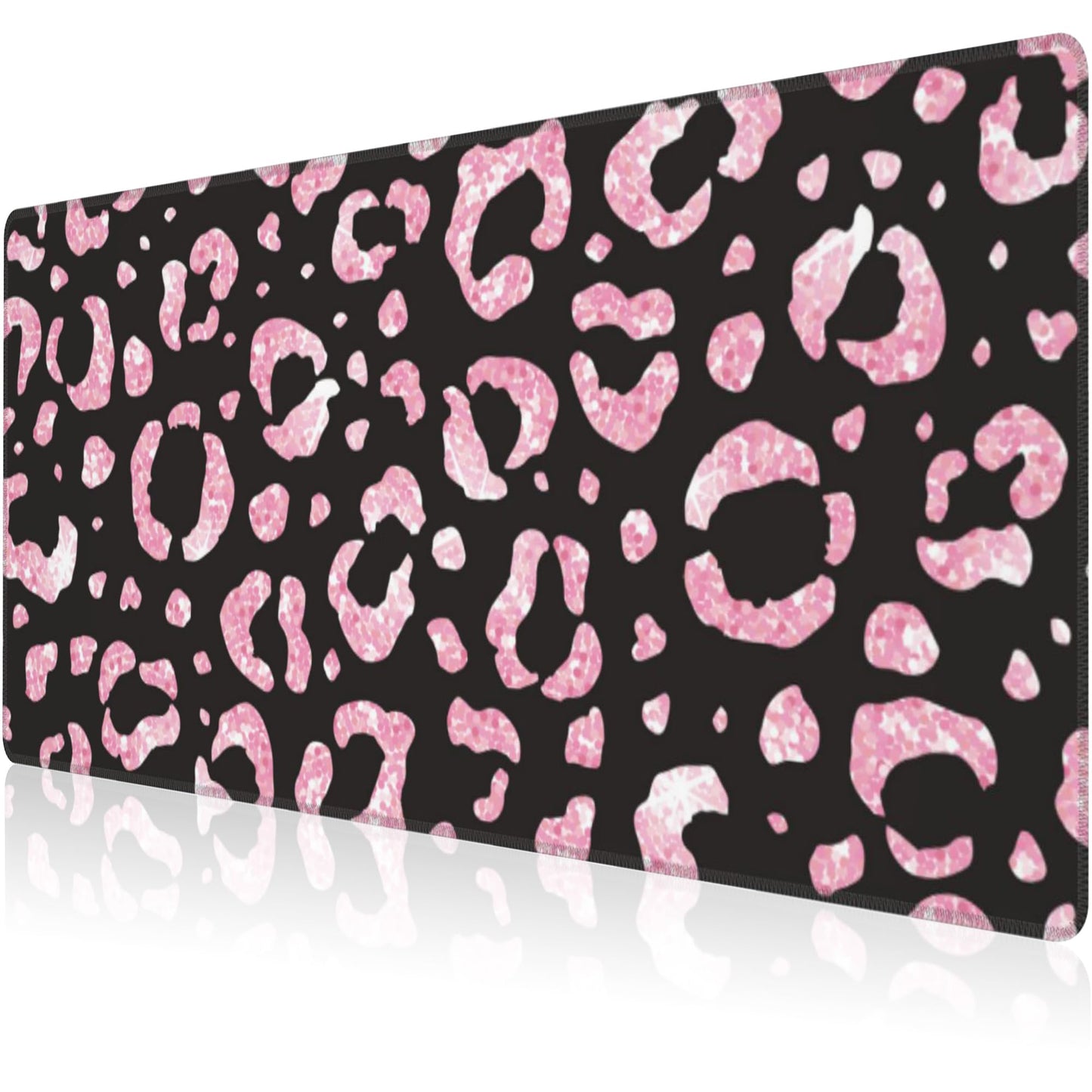 Mouse Pad, Large Rose Pink Leopard Printings Desk Mat, Extended Non-Slip Gaming Keyboard Mousepad