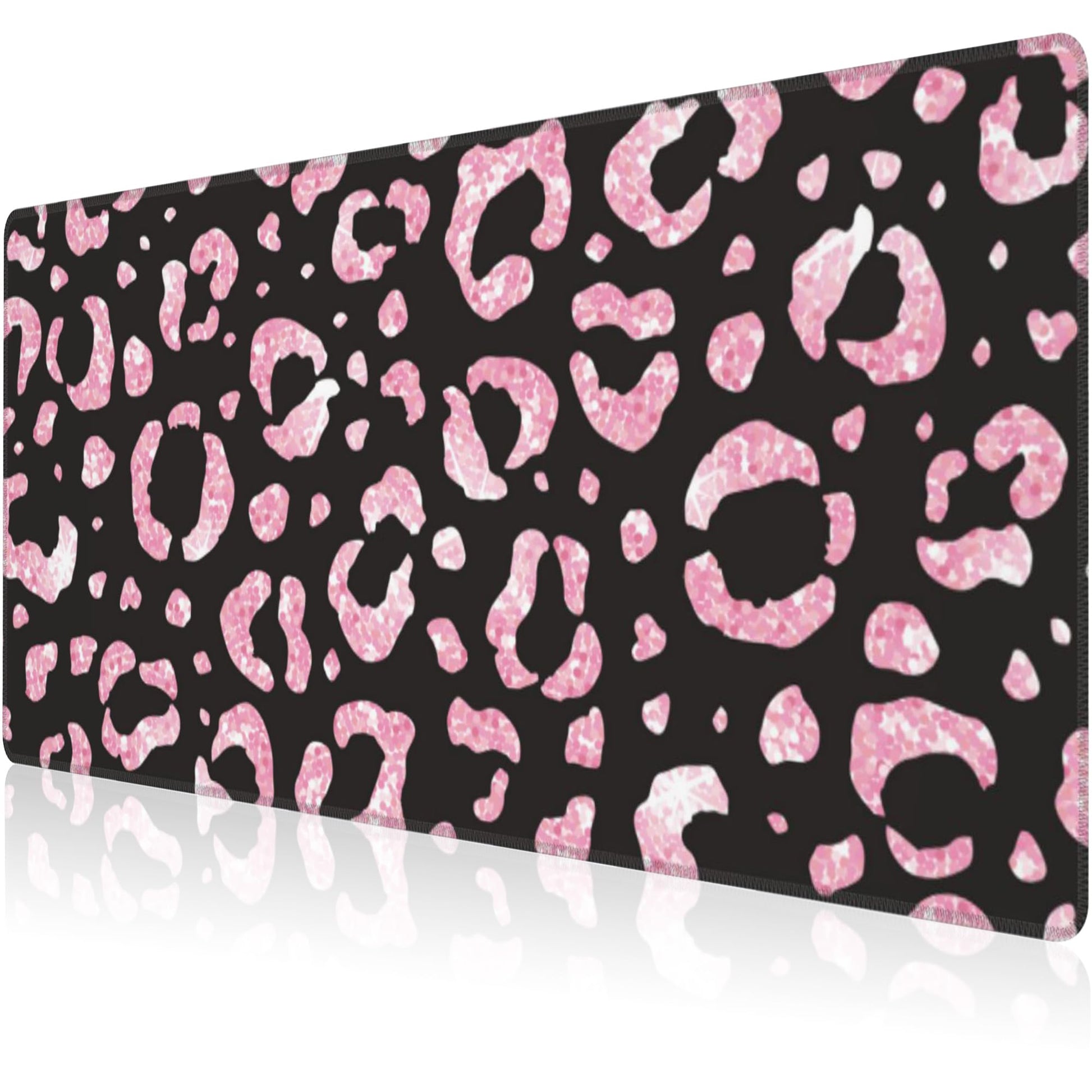 Mouse Pad, Large Rose Pink Leopard Printings Desk Mat, Extended Non-Slip Gaming Keyboard Mousepad
