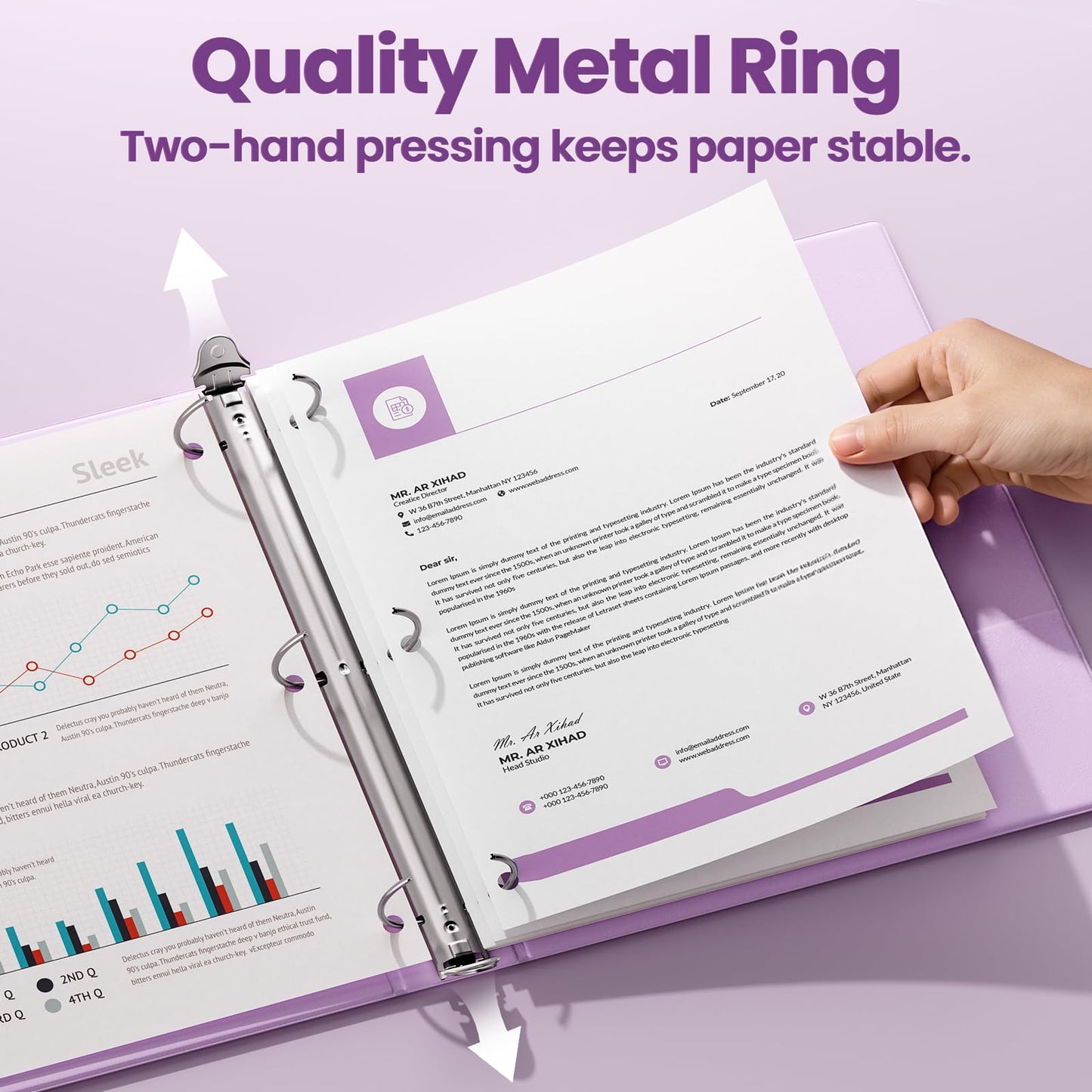 SUNEE 1.5 Inch Binders 3 Ring 4 Pack, Clear View 1 1/2 Inch Binders Three Ring PVC-Free (Fit 8.5x11