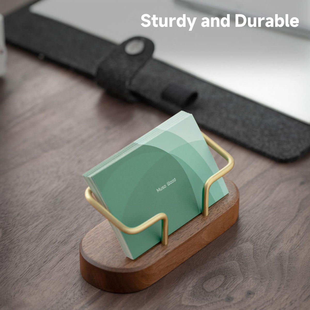 muso wood Walnut Business Card Holder for Desk, 2 Pack