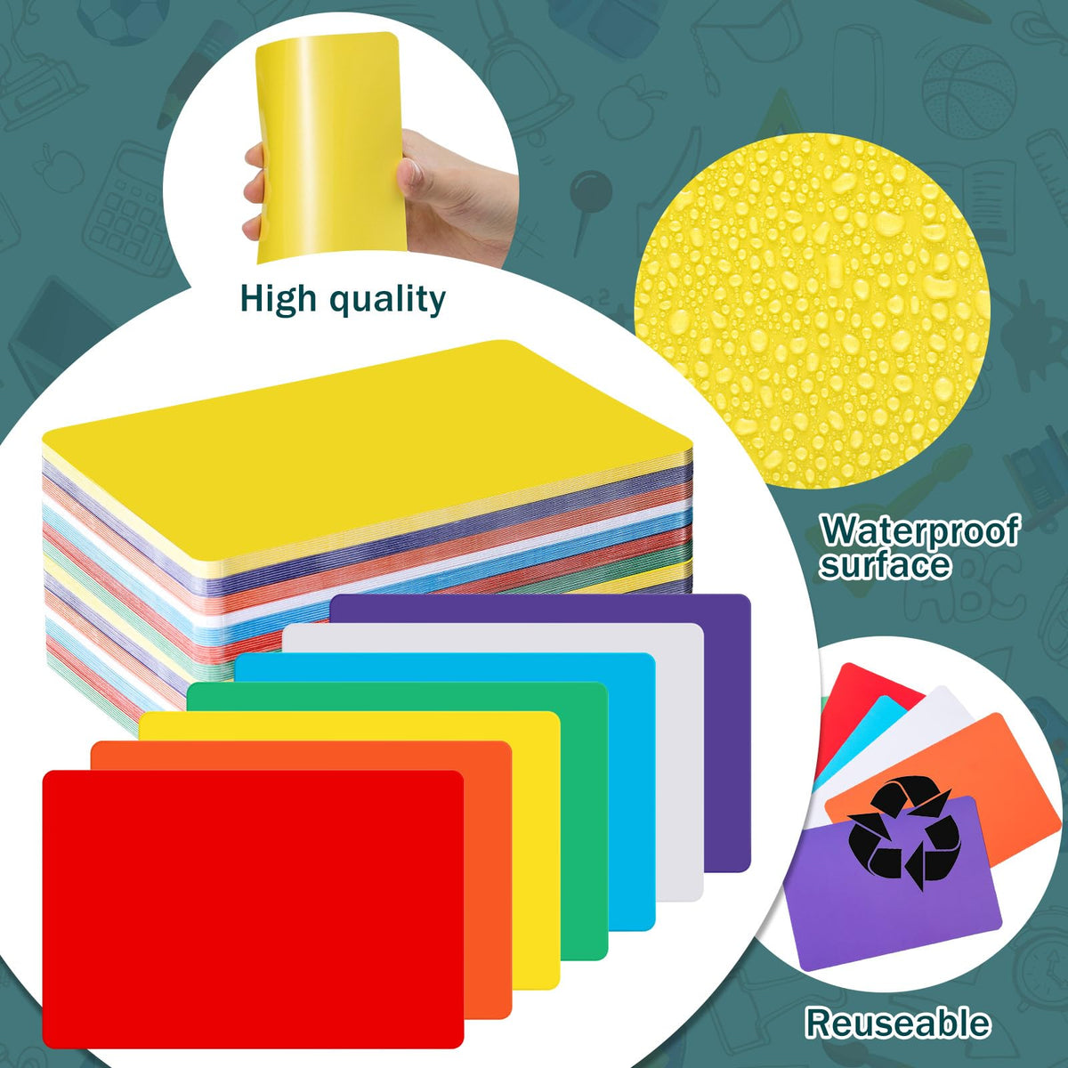 Harloon 200 Pcs Dry Erase Index Cards 4 x 6 Inch, Colorful