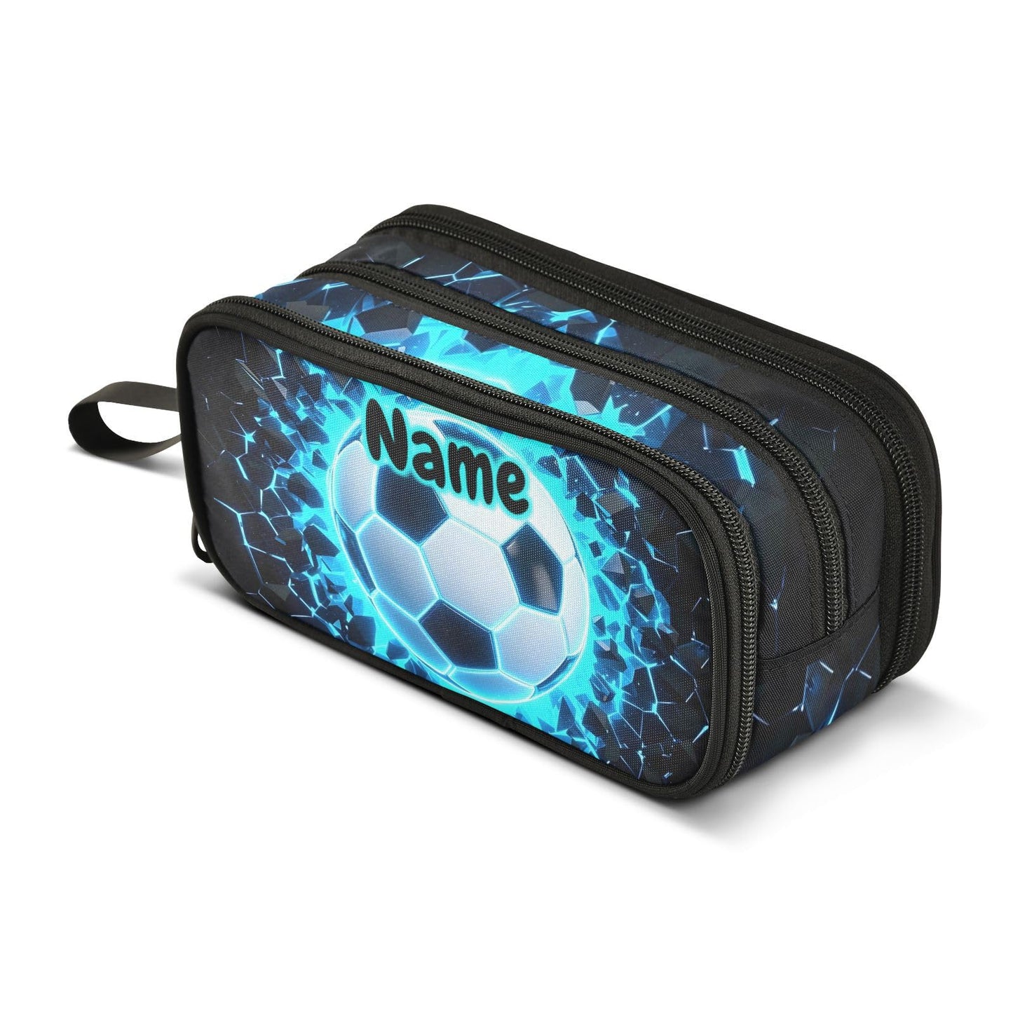 BOENLE Custom 3d Soccer Football Blue Pencil Case Box Boys Girls Personalized Name Large Pencil