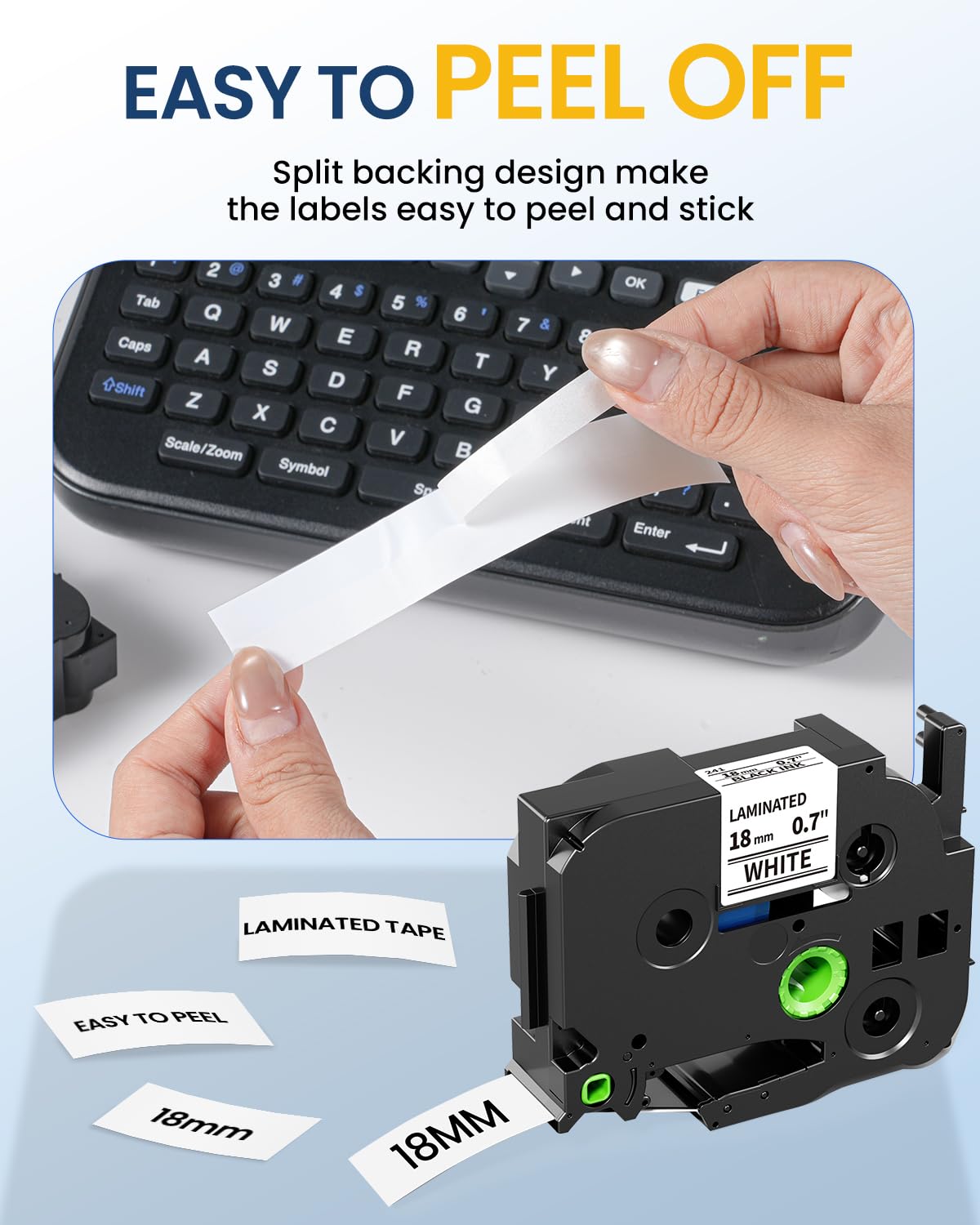 Replacement for Brother P Touch Label Maker Tape Colored 18mm 0.7 Laminated