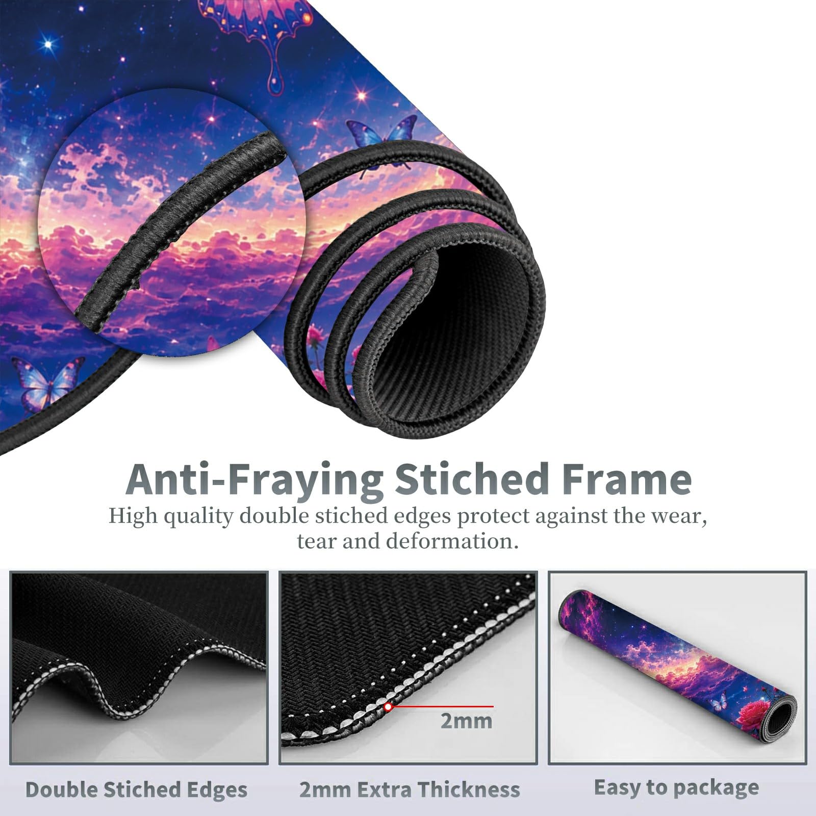 Cosmic Butterfly Garden Large Mouse Pad, 31.5 x 11.8 in Extended Desk Mat