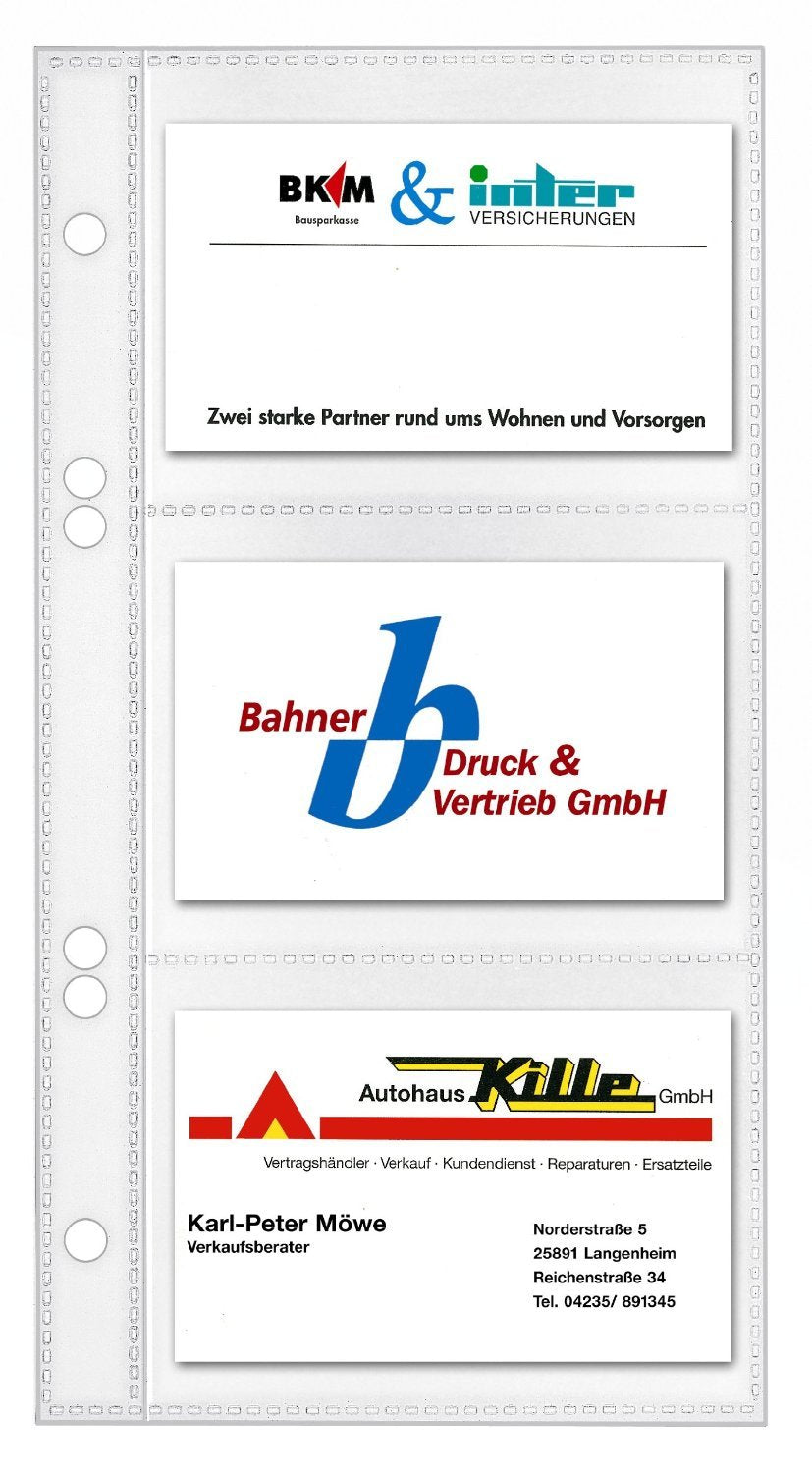 Sleeves for Business Card Holders 11 x 21 cm Pack of 10